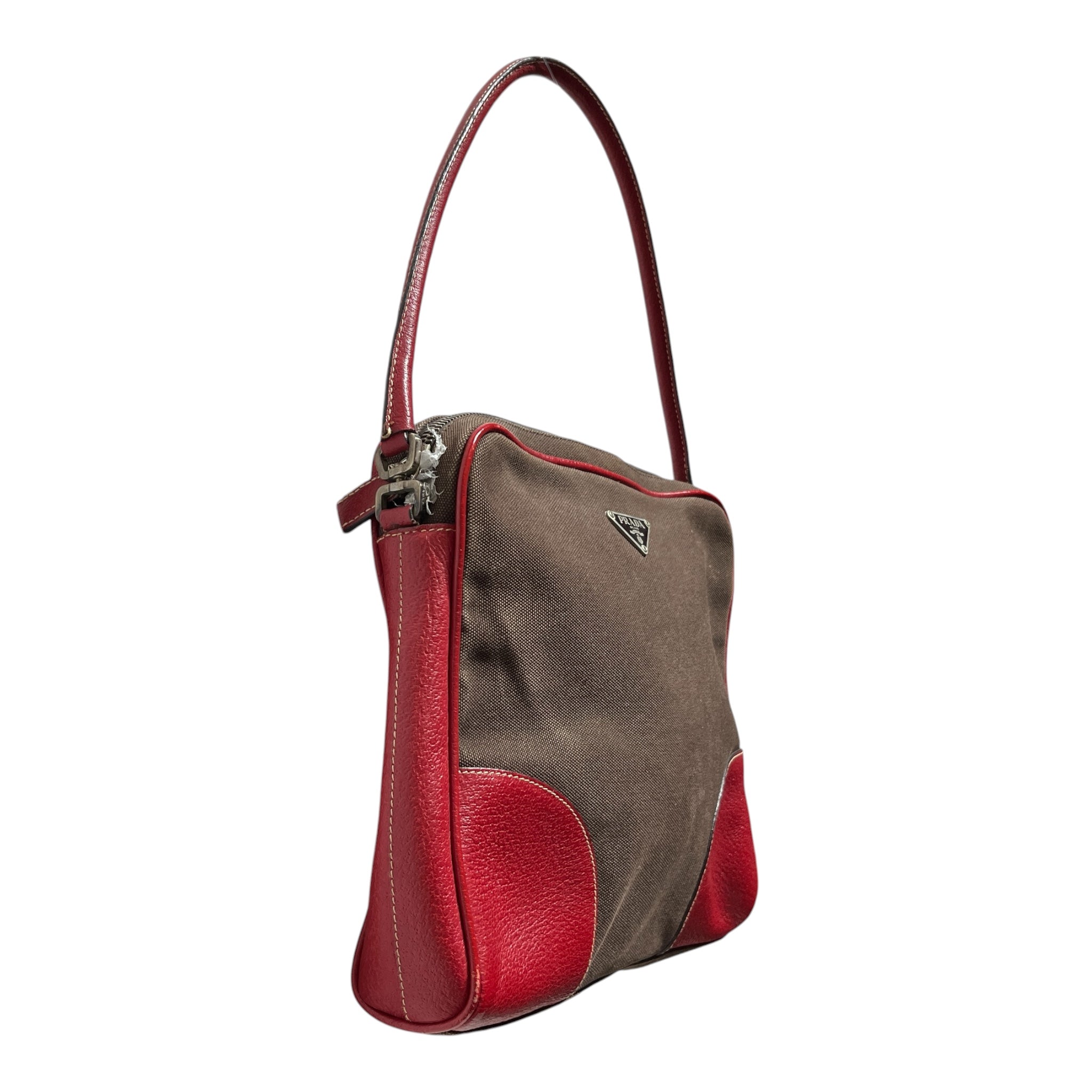 PRADA/Hand Bag/Cotton/BRW/vintage bowler w/ keys/lock view 3