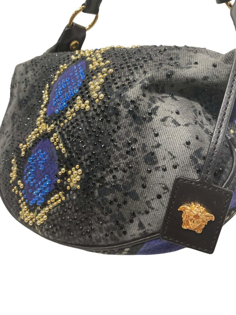 VERSACE/Hand Bag/All Over Print/Cotton/GRY/snake print hobo shoulder bag