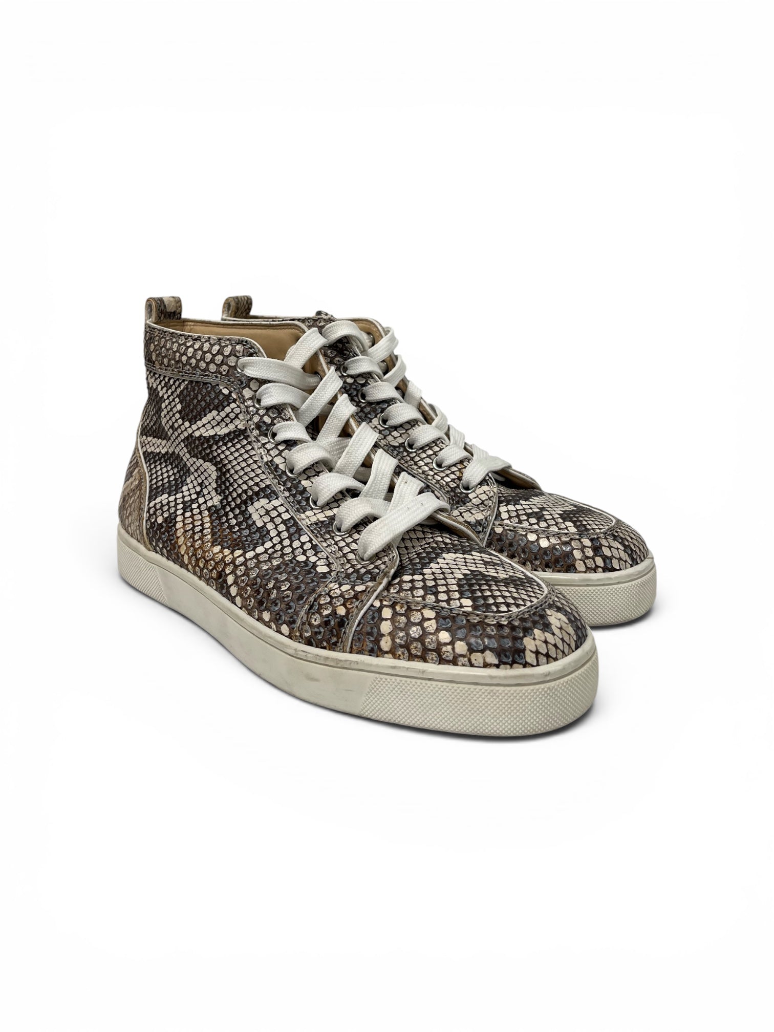 Christian Louboutin/Hi-Sneakers/EU 41/Animal Pattern/Leather/WHT/SNAKESKIN RED BOTTOMS view 1