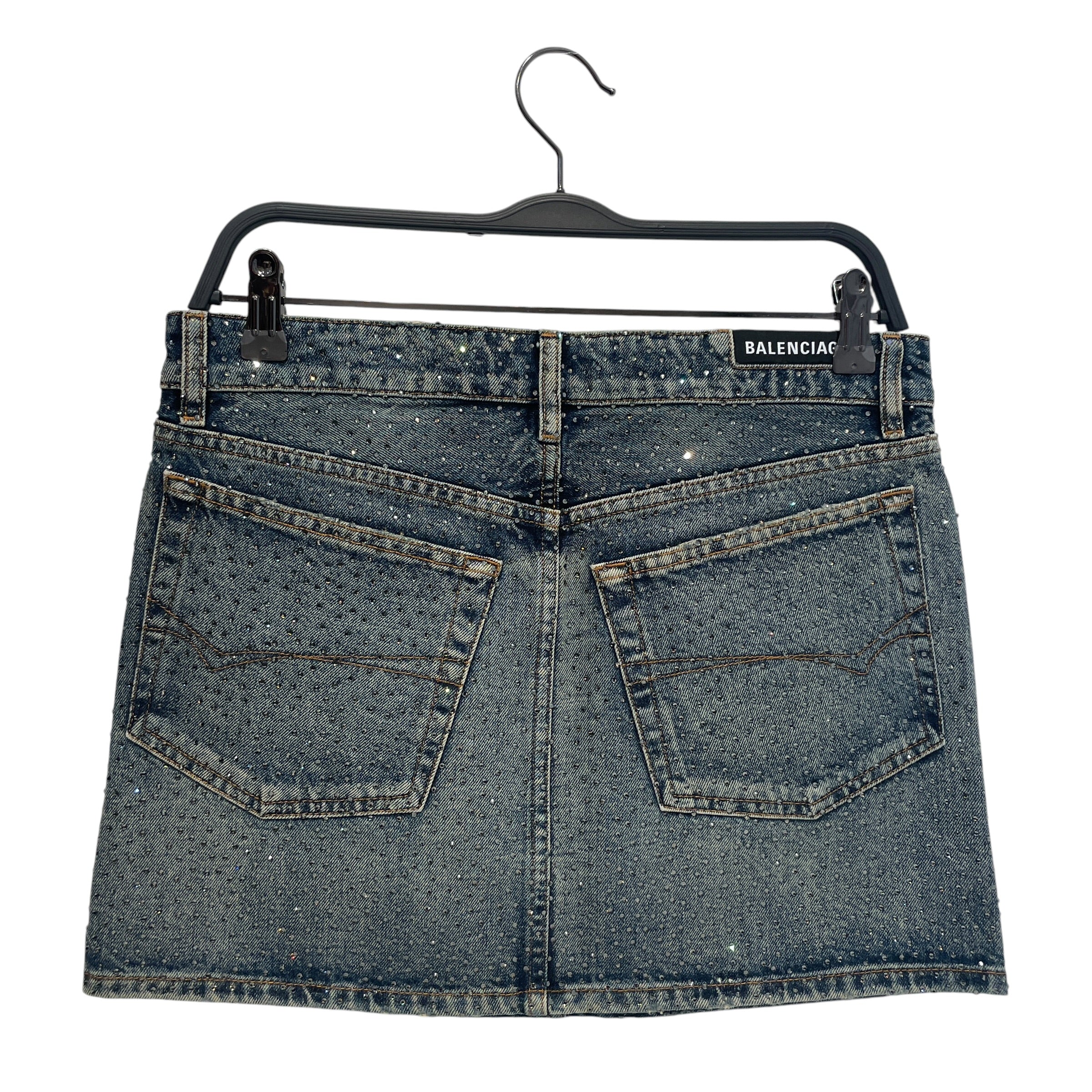 BALENCIAGA/Pants/36/Denim/BLU/Skirt Organic Blue Denim Stras view 2