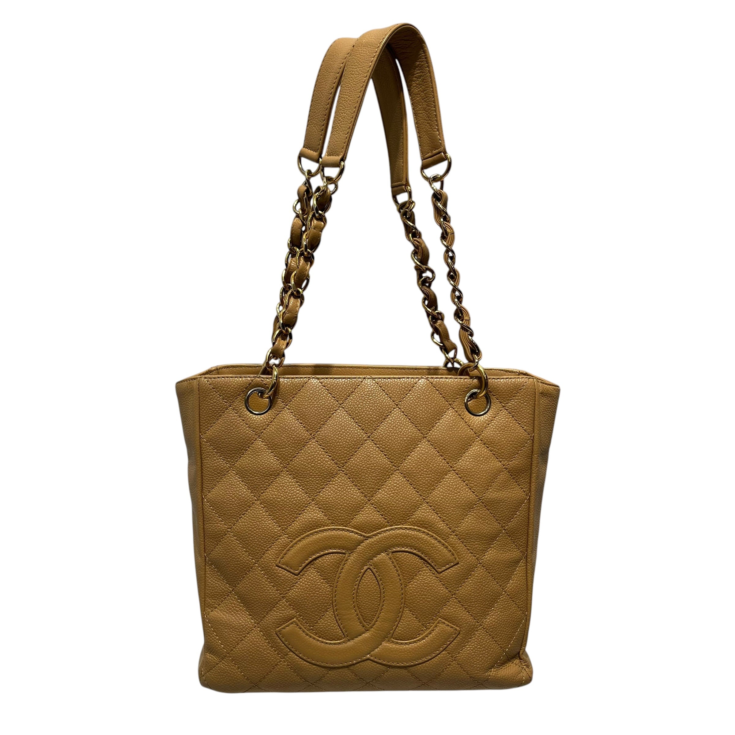 CHANEL/Tote Bag/Leather/BEG/Petite Shopping Tote view 1