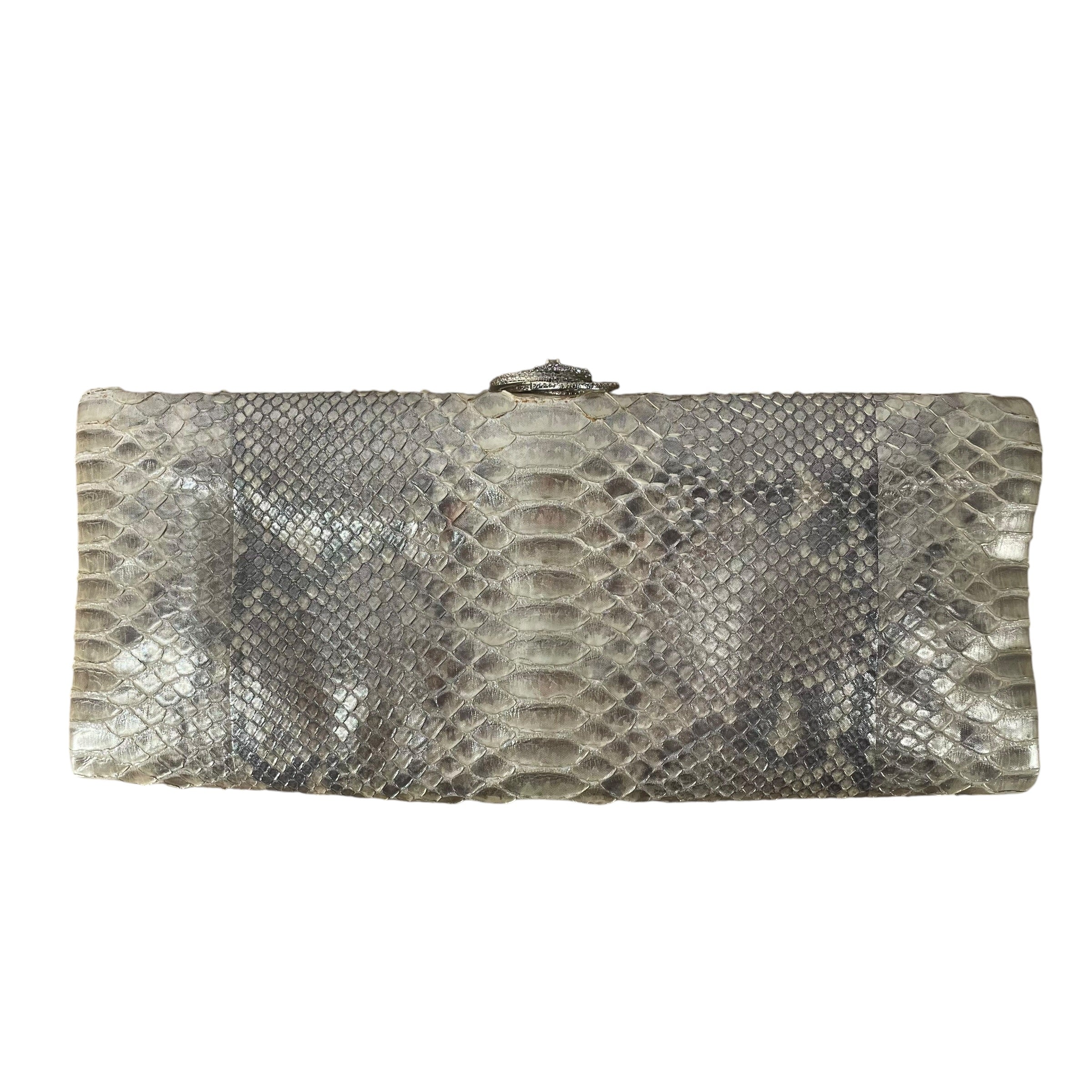 CHANEL/Clutch Bag/Animal Pattern/Leather/GLD/PYTHON CLUTCH ROSE PENDANT view 2