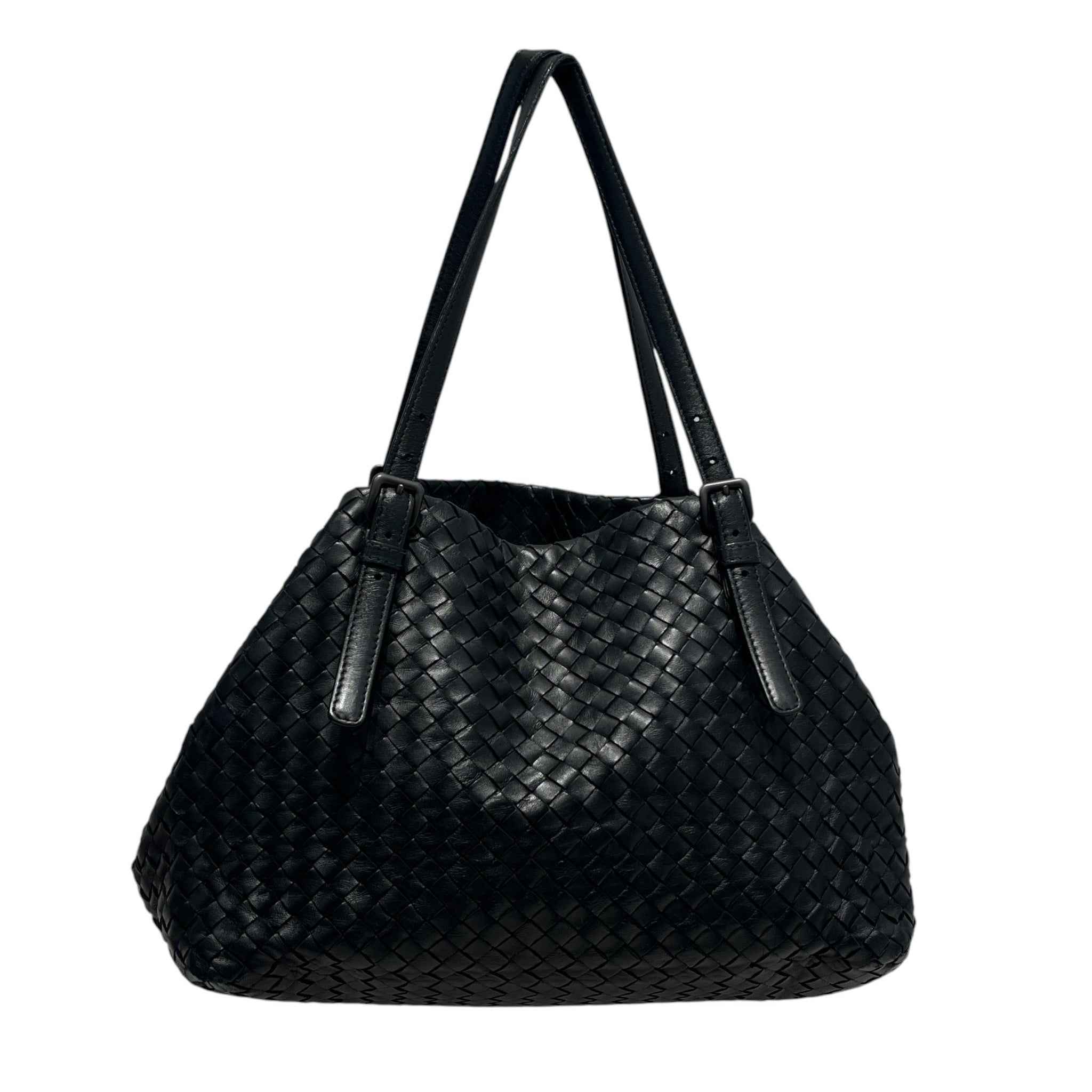 BOTTEGA VENETA/Tote Bag/Leather/BLK/cesto view 1
