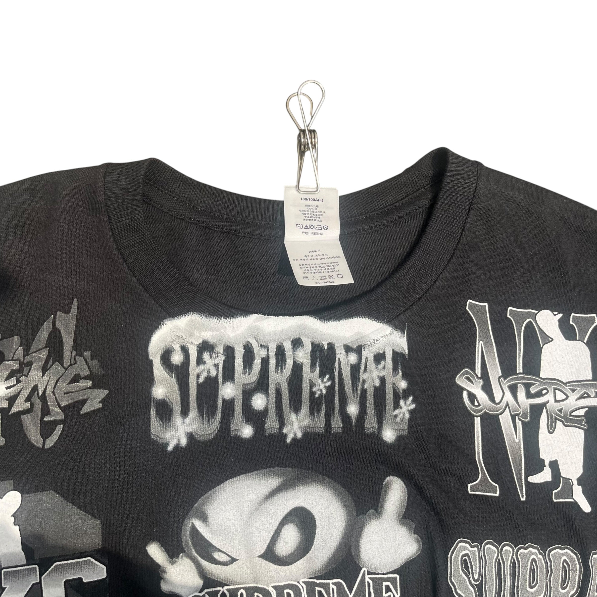 Supreme/T-Shirt/L/Cotton/BLK/All Over Print/GRAPHIC DESIGN ALL OVER view 4
