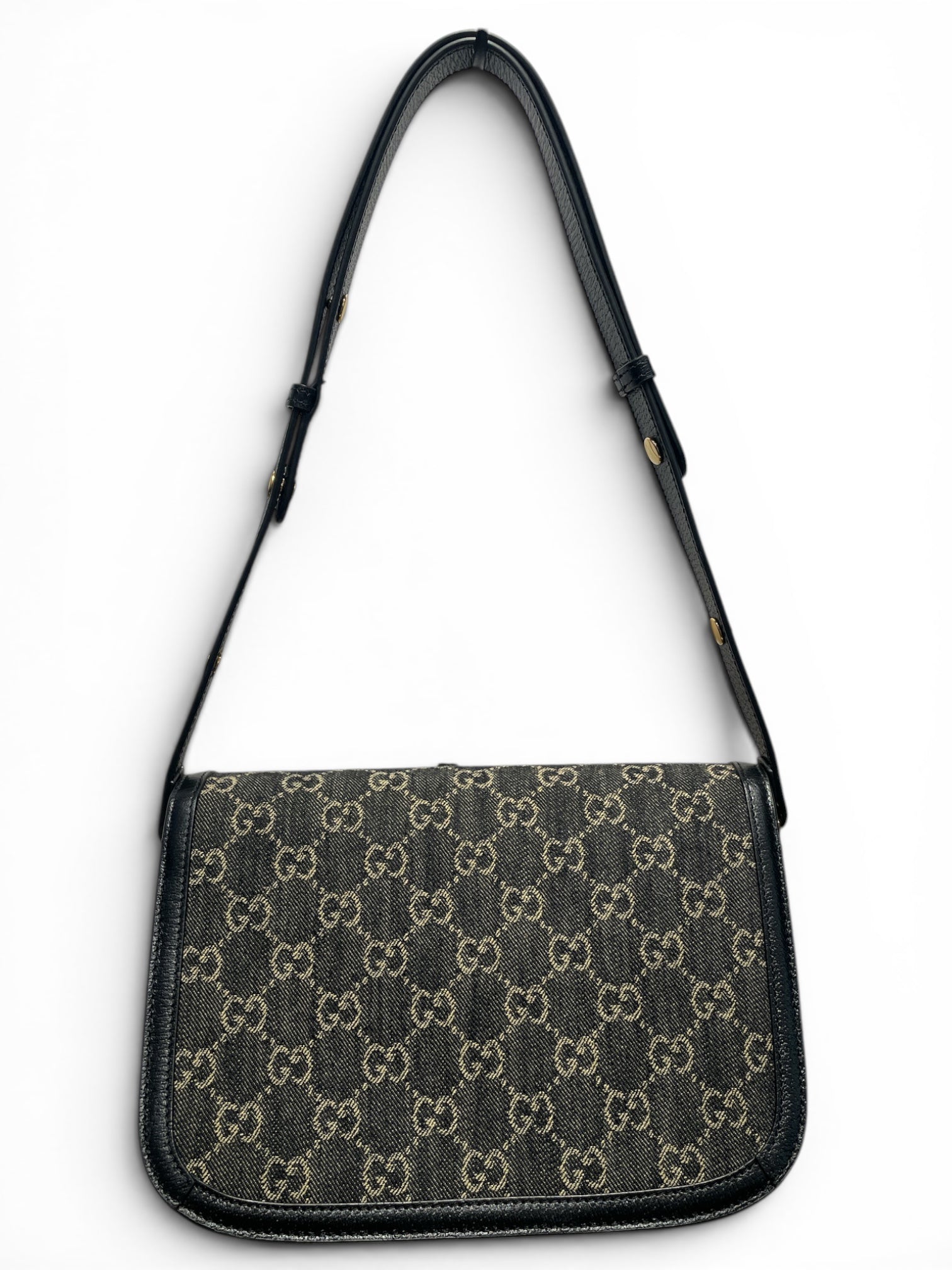 GUCCI/Cross Body Bag/Monogram/Leather/BLK/HORSEBIT 1955 view 2