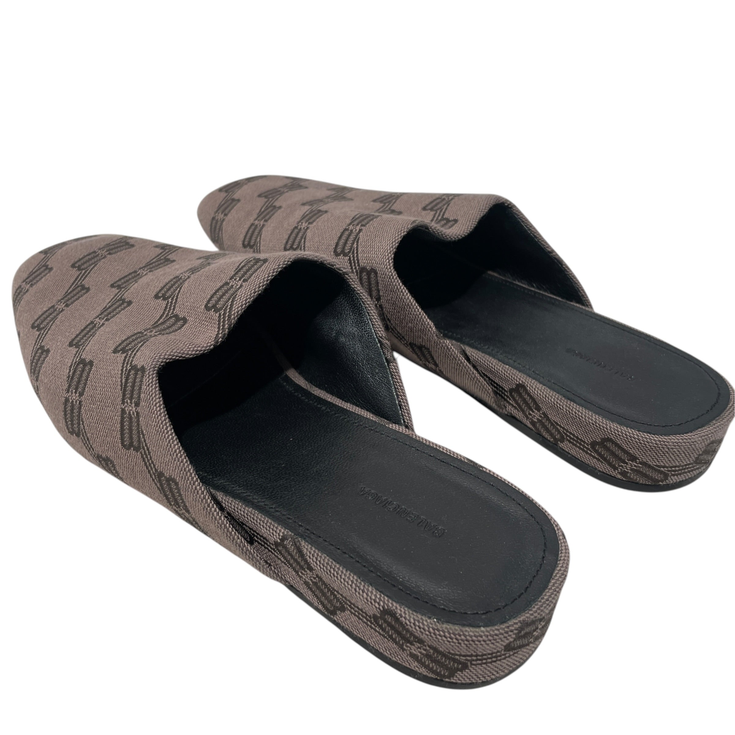 BALENCIAGA/Shoes/EU 37.5/Monogram/Cotton/BRW/CANVAS GRAPHC PRINT SLIDES view 2