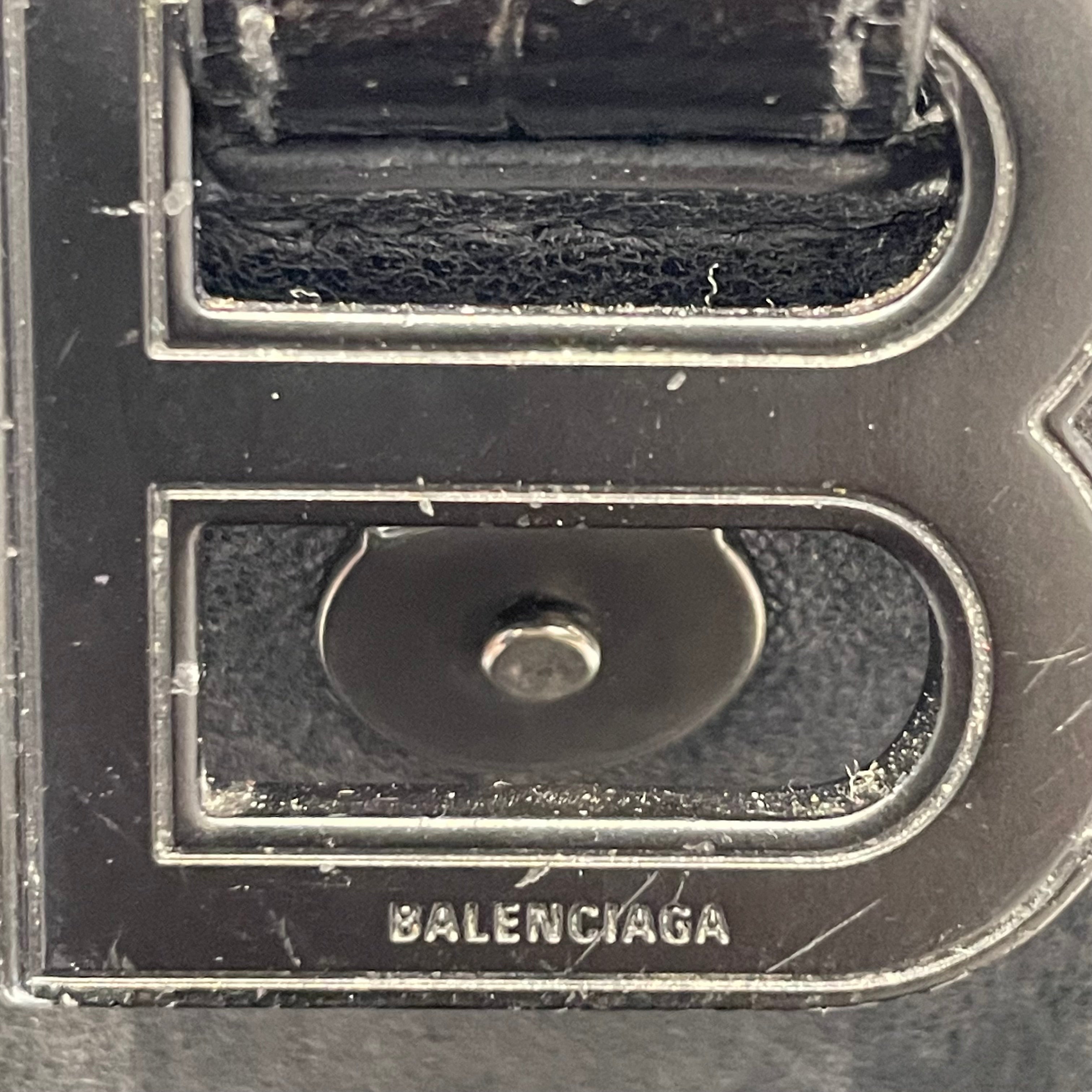 BALENCIAGA/Hand Bag/Animal Pattern/Leather/BLK/CROC EMBOSSING/ HOURGLASS view 5
