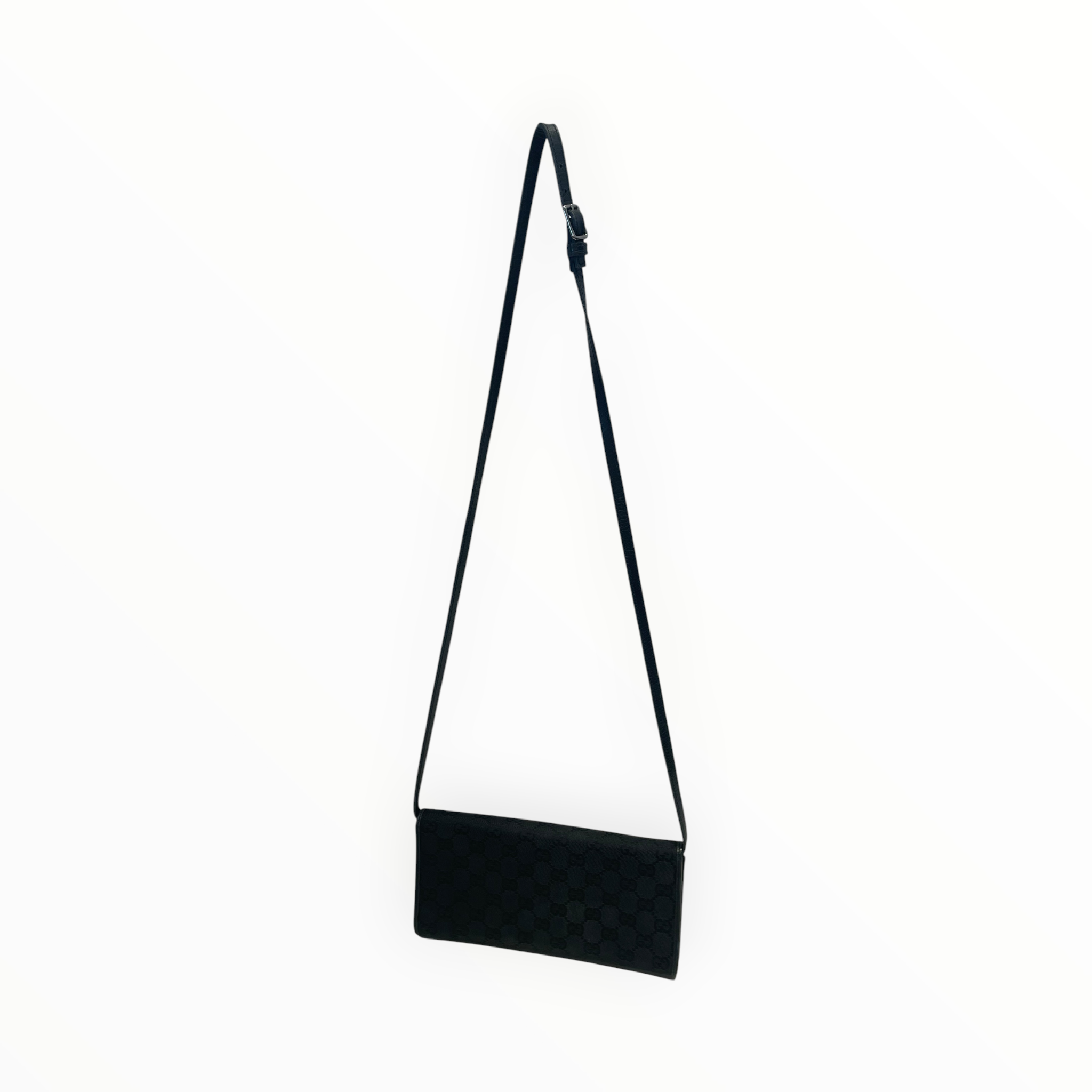 GUCCI/Cross Body Bag/Monogram/Leather/BLK/Gucci Black GG Monogram Bamboo view 2