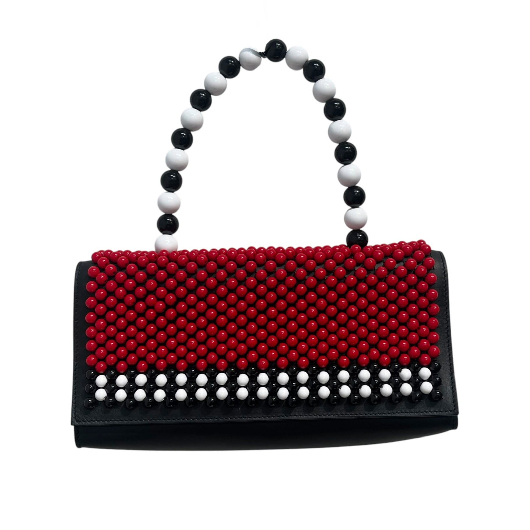 LES PETIT JOUEURS/Hand Bag/Leather/BLK/BEADE-RED BLK WHT view 1
