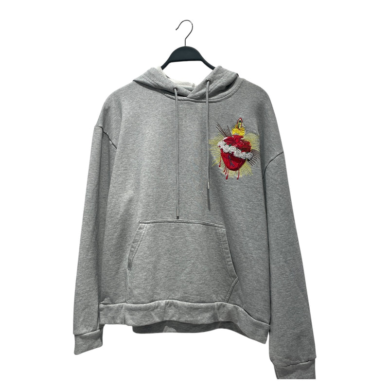 WHO DECIDES WAR/Hoodie/S/Cotton/GRY/RED HEART-GLD AURA EMBRDRY