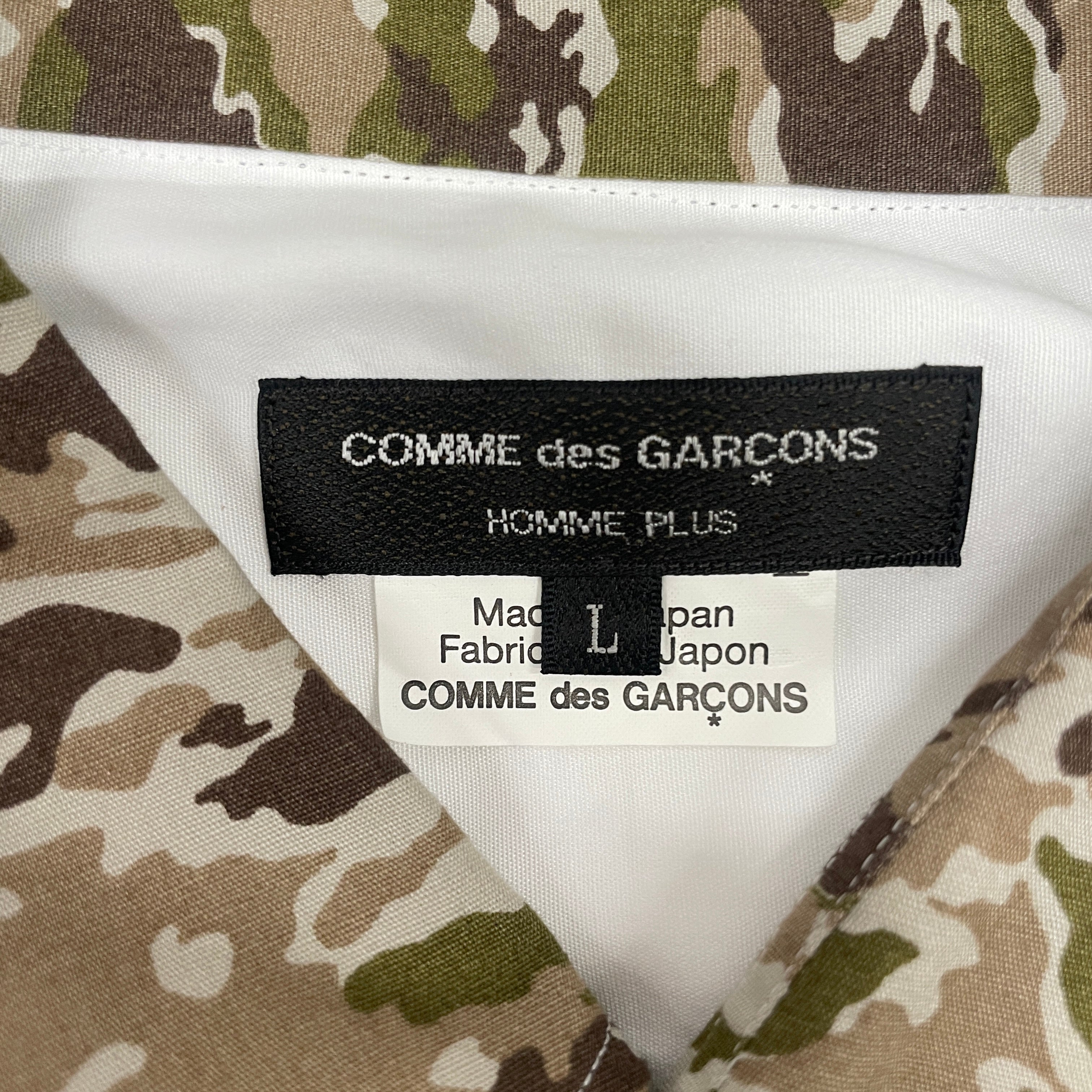 COMME des GARCONS HOMME PLUS/LS Shirt/L/Cotton/WHT/CAMO COLLAR view 3
