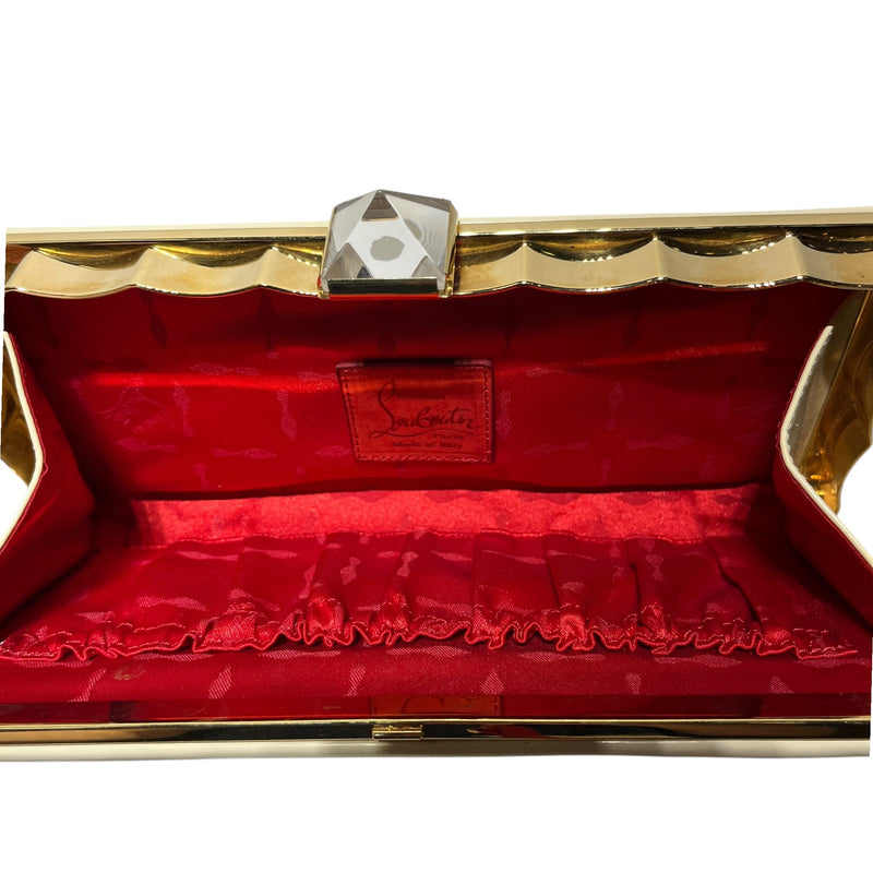 Christian Louboutin/Cross Body Bag/Leather/IVR/Crystal Clutch Gold Chain