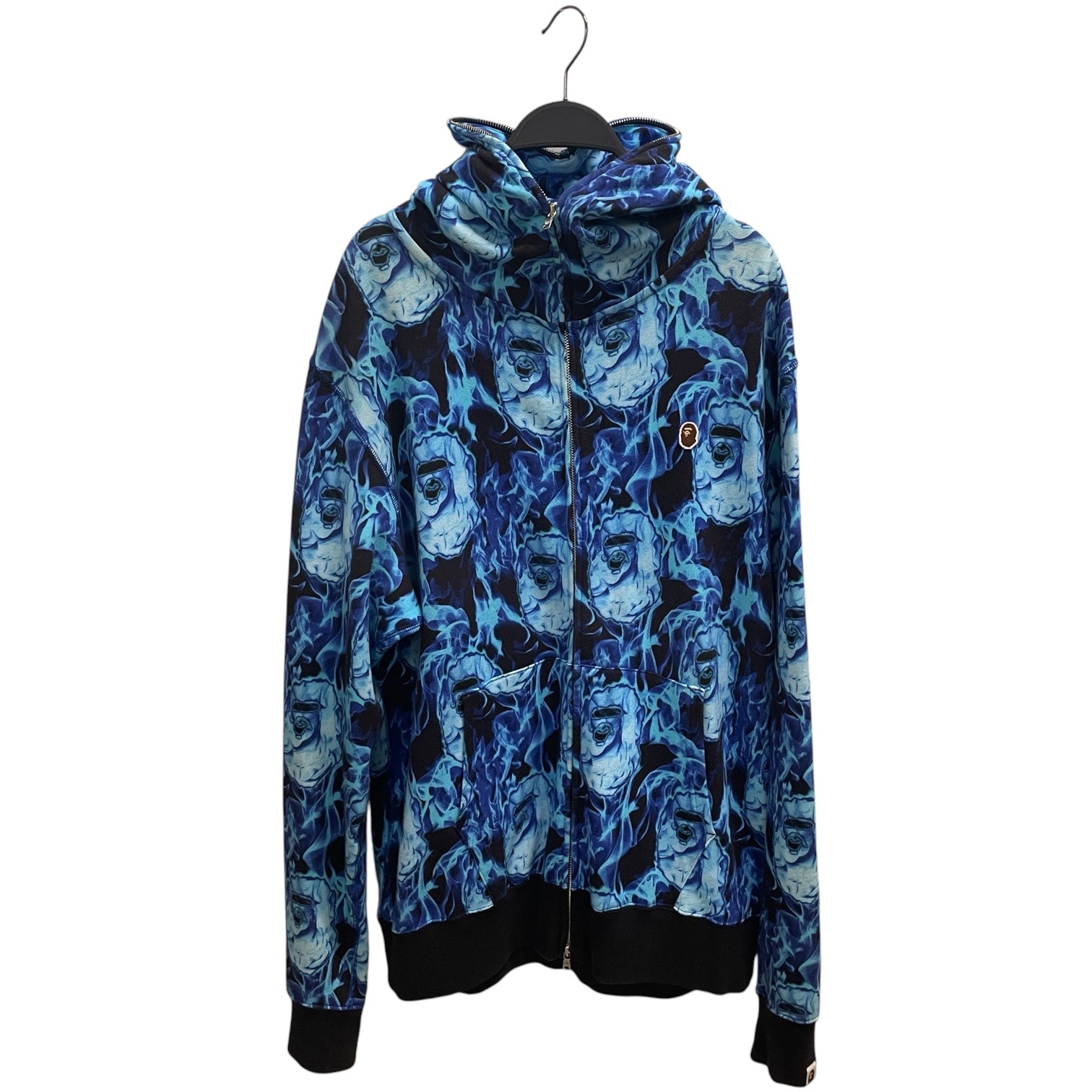 A BATHING APE/Zip Up Hoodie/XL/All Over Print/Cotton/BLU/BLUE FLAME/ FULL ZIP view 1