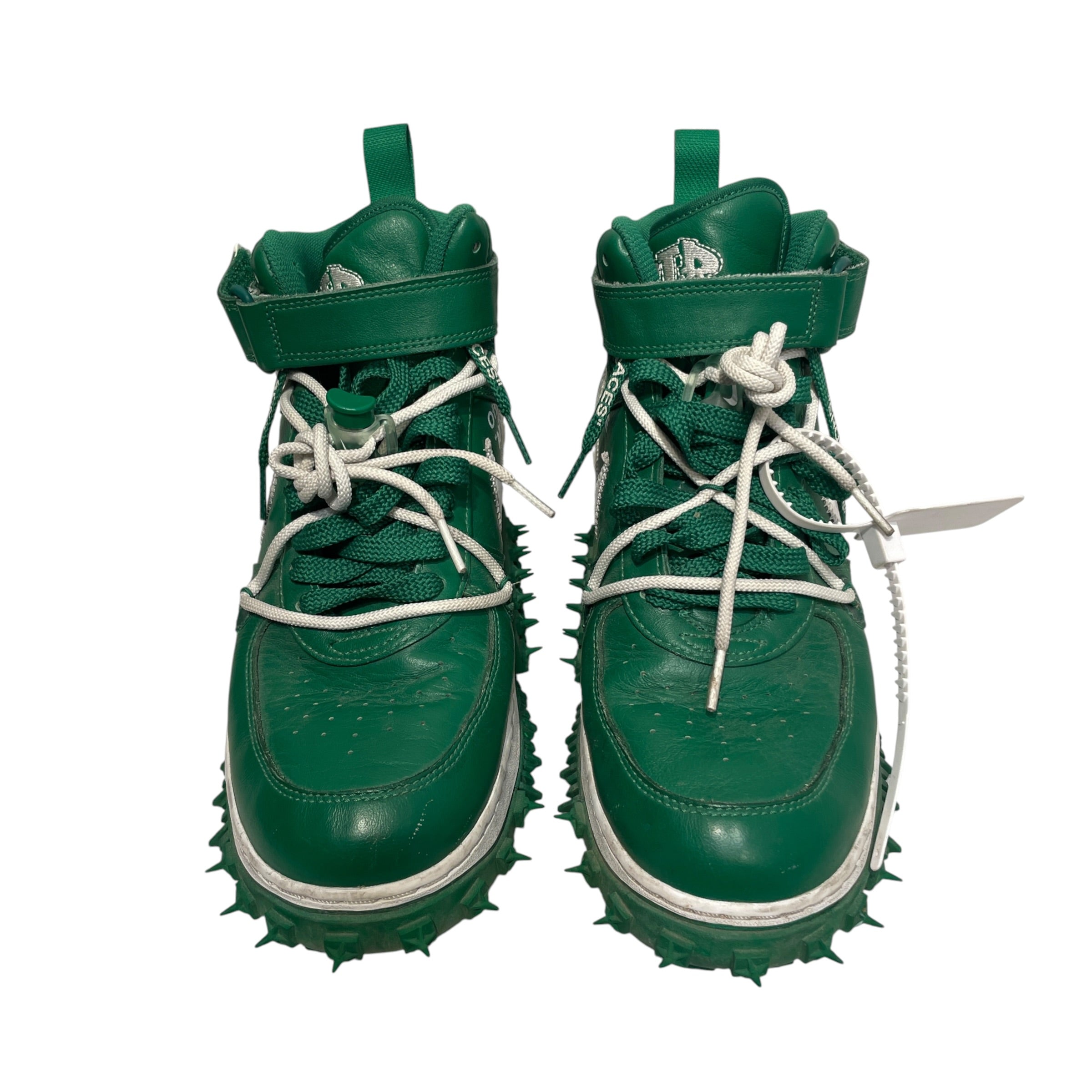 NIKE/OFF-WHITE/Hi-Sneakers/US 10/Leather/GRN/Air Force 1 Mid White-Pine view 2