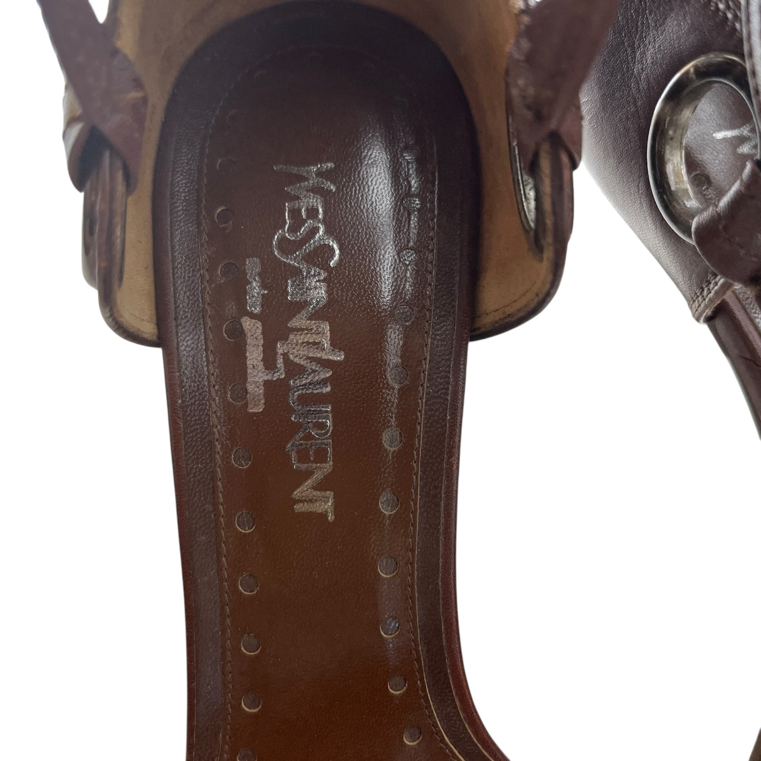 YVES SAINT LAURENT/Heels/US 7/Leather/BRW/EYELET STRAP view 3