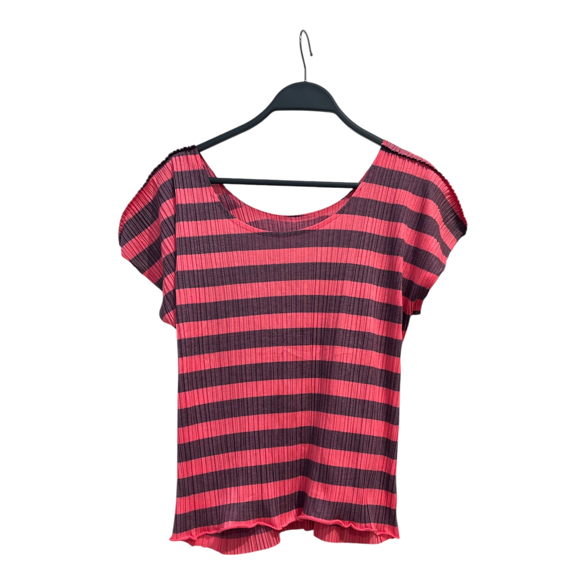 PLEATS PLEASE ISSEY MIYAKE/Blouse/Stripe/Polyester/PNK/WASH DAMAGE view 1
