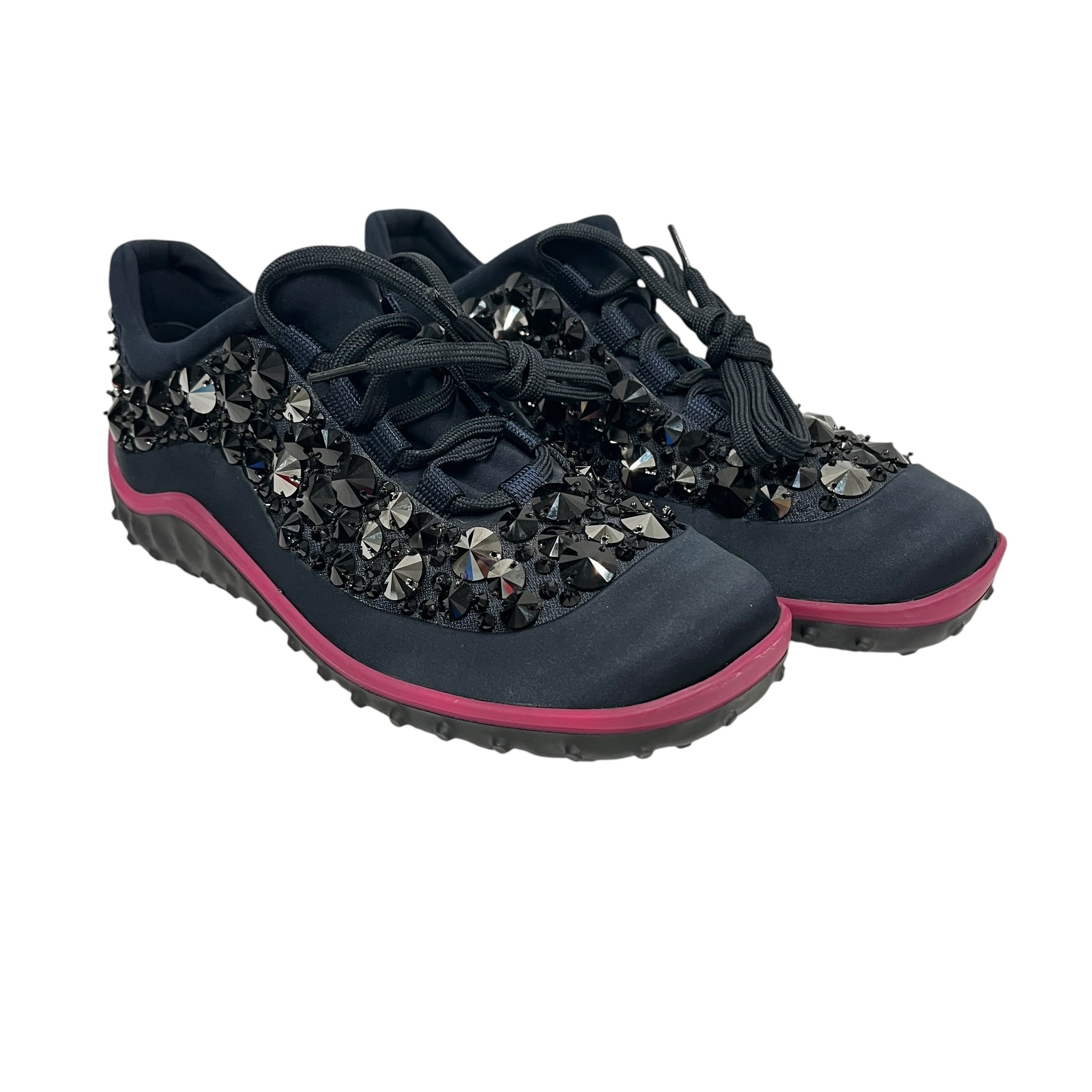 MIU MIU/Low-Sneakers/US 5/Nylon/NVY/Astro Crystal Embellished view 1
