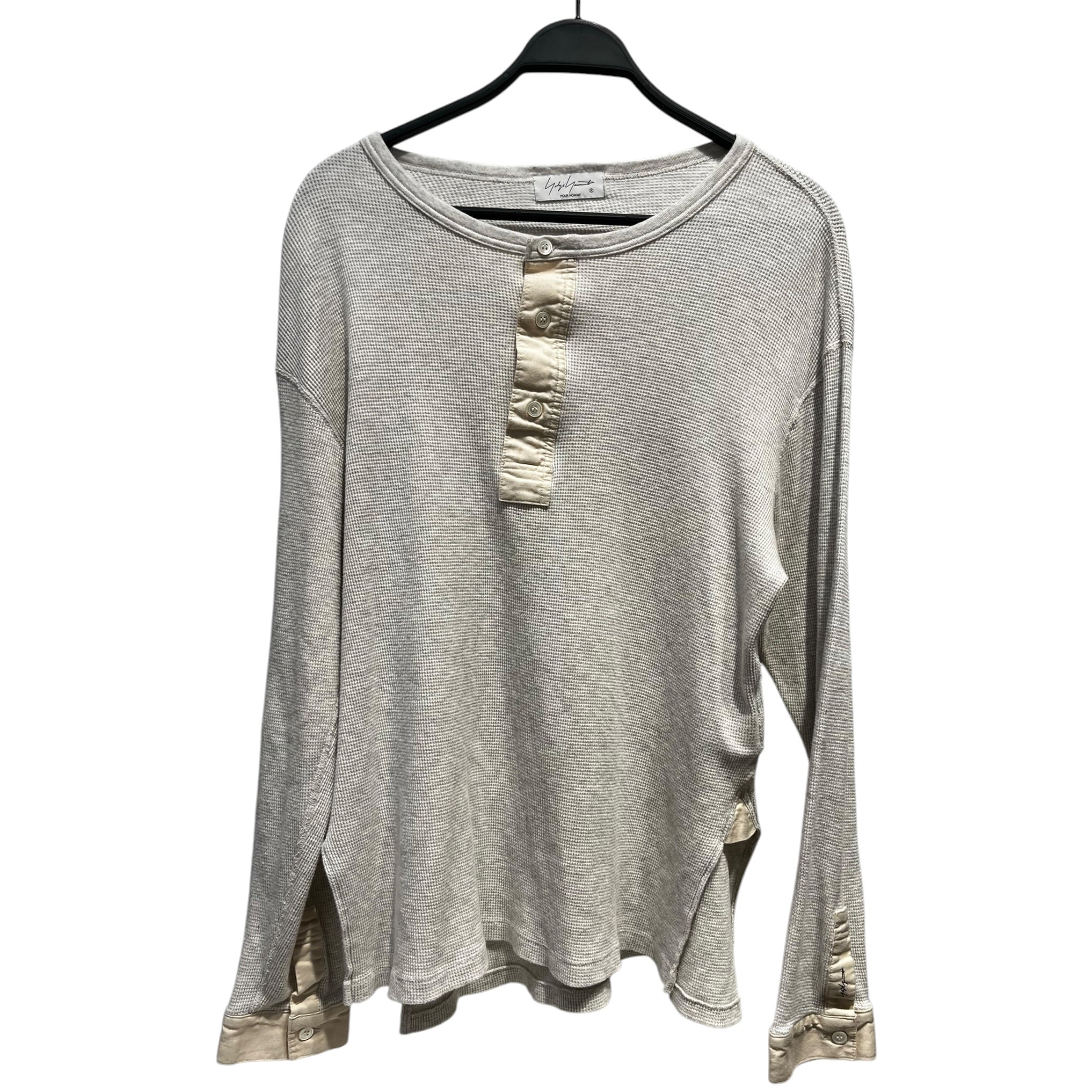 yohji yamamoto POUR HOMME/LS T-Shirt/3/Cotton/GRY/WAFFLE KNIT THERMAL TOP view 1