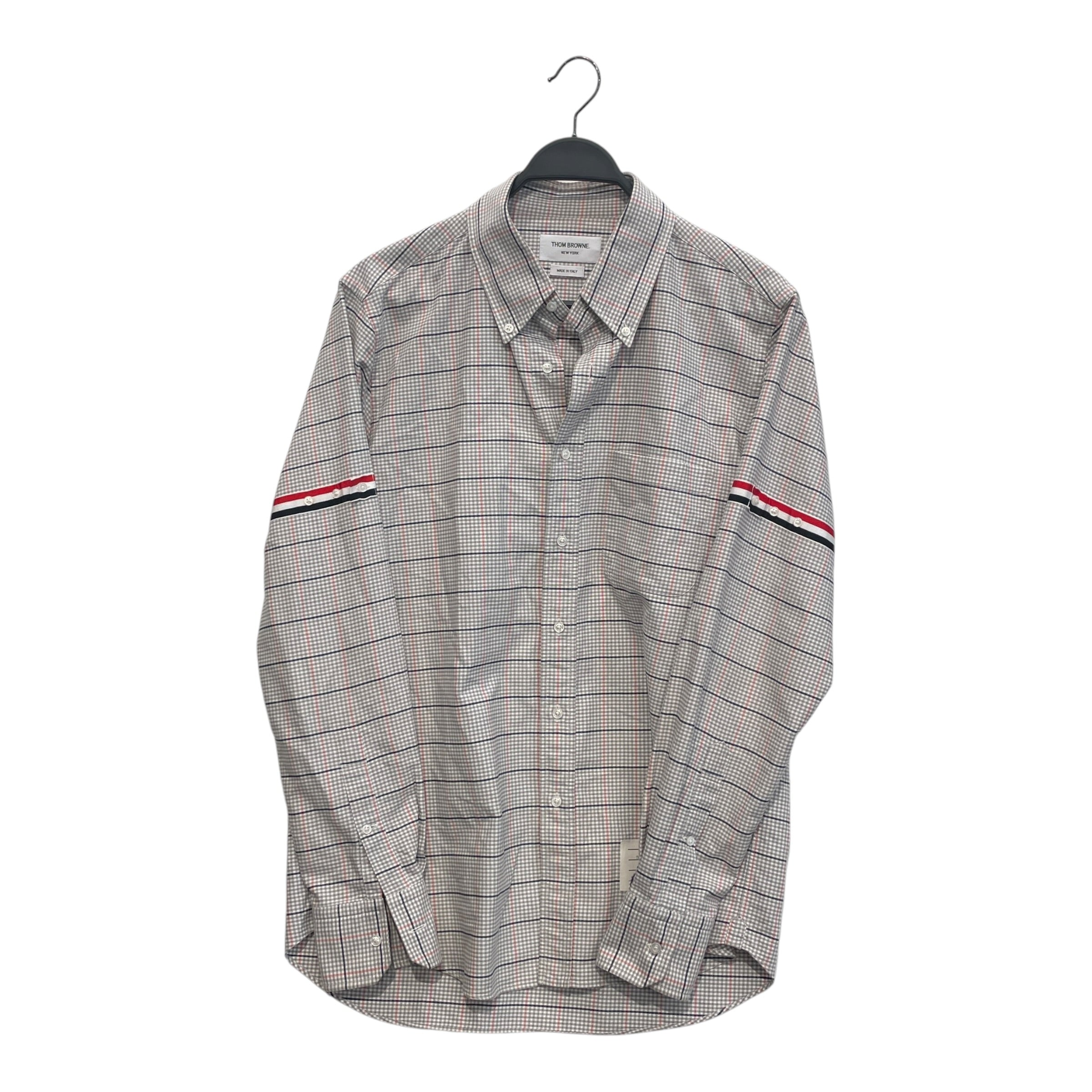 THOM BROWNE. NEW YORK/LS Shirt/3/Cotton/GRY/Plaid/RES BLU GRY PLAID view 1