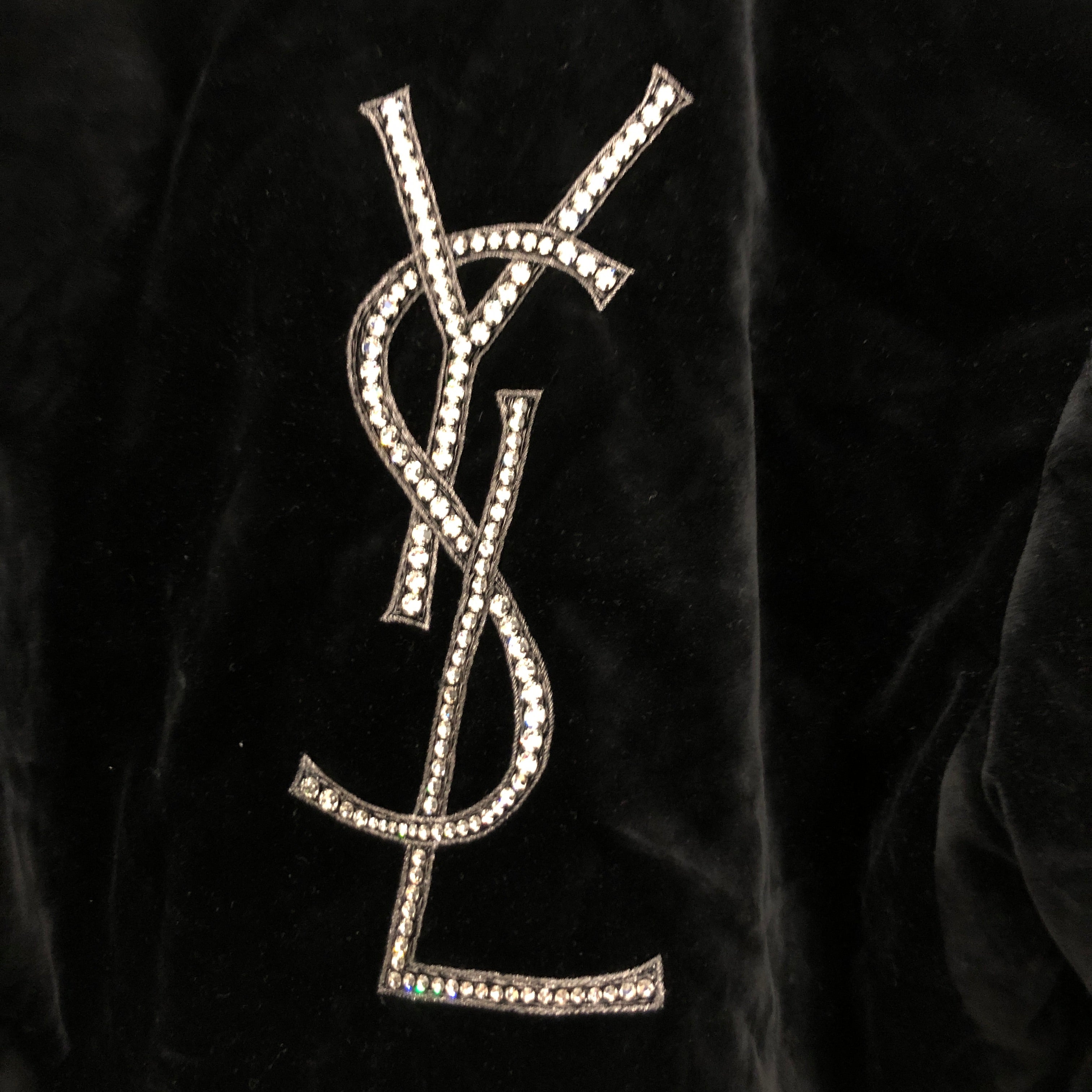 YVES SAINT LAURENT/Jacket/M/Cotton/BLK/YSL Logo in Crystal view 3