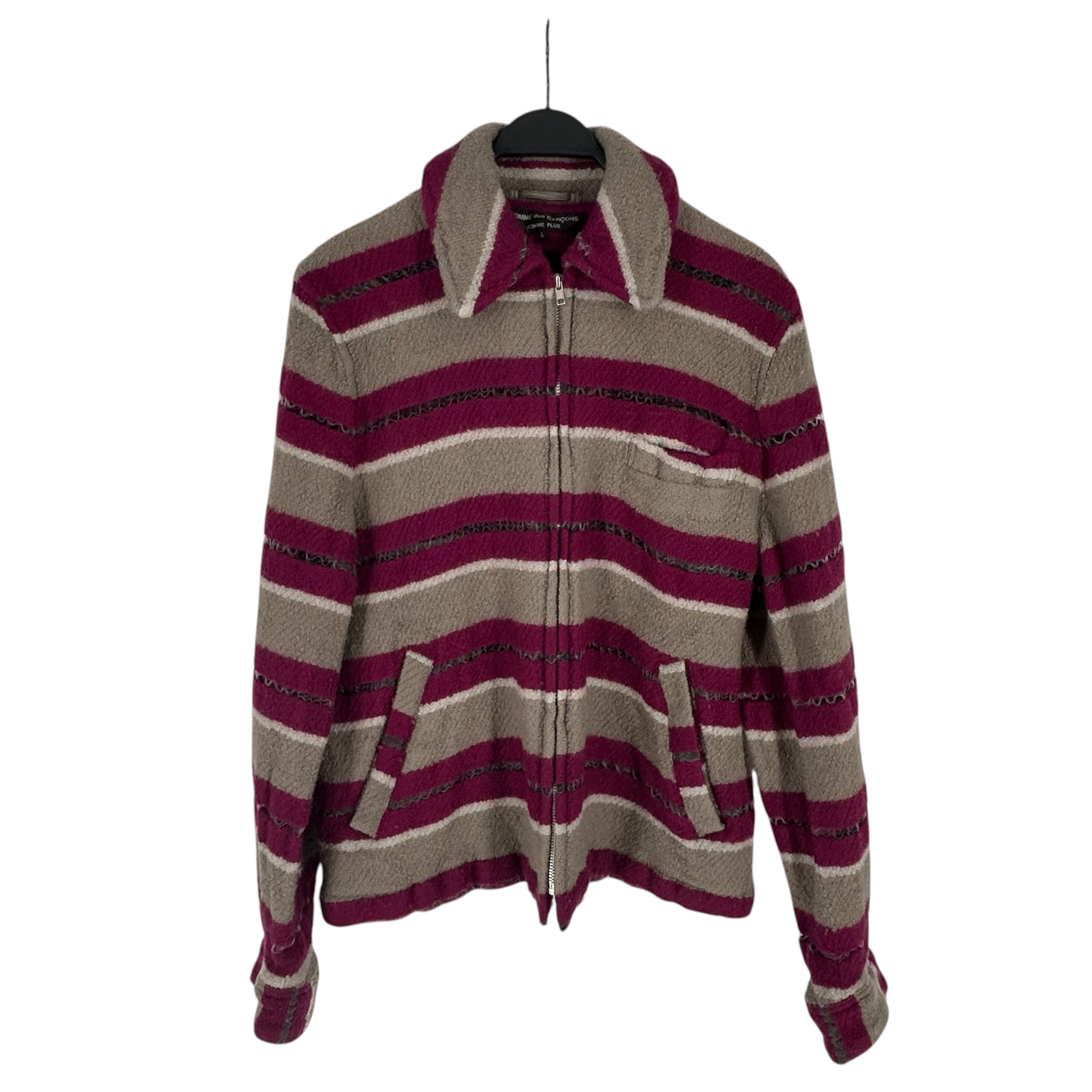 COMME des GARCONS HOMME PLUS/Jacket/L/Wool/GRY/Stripe/AW2004 STRIPED JACKET view 1