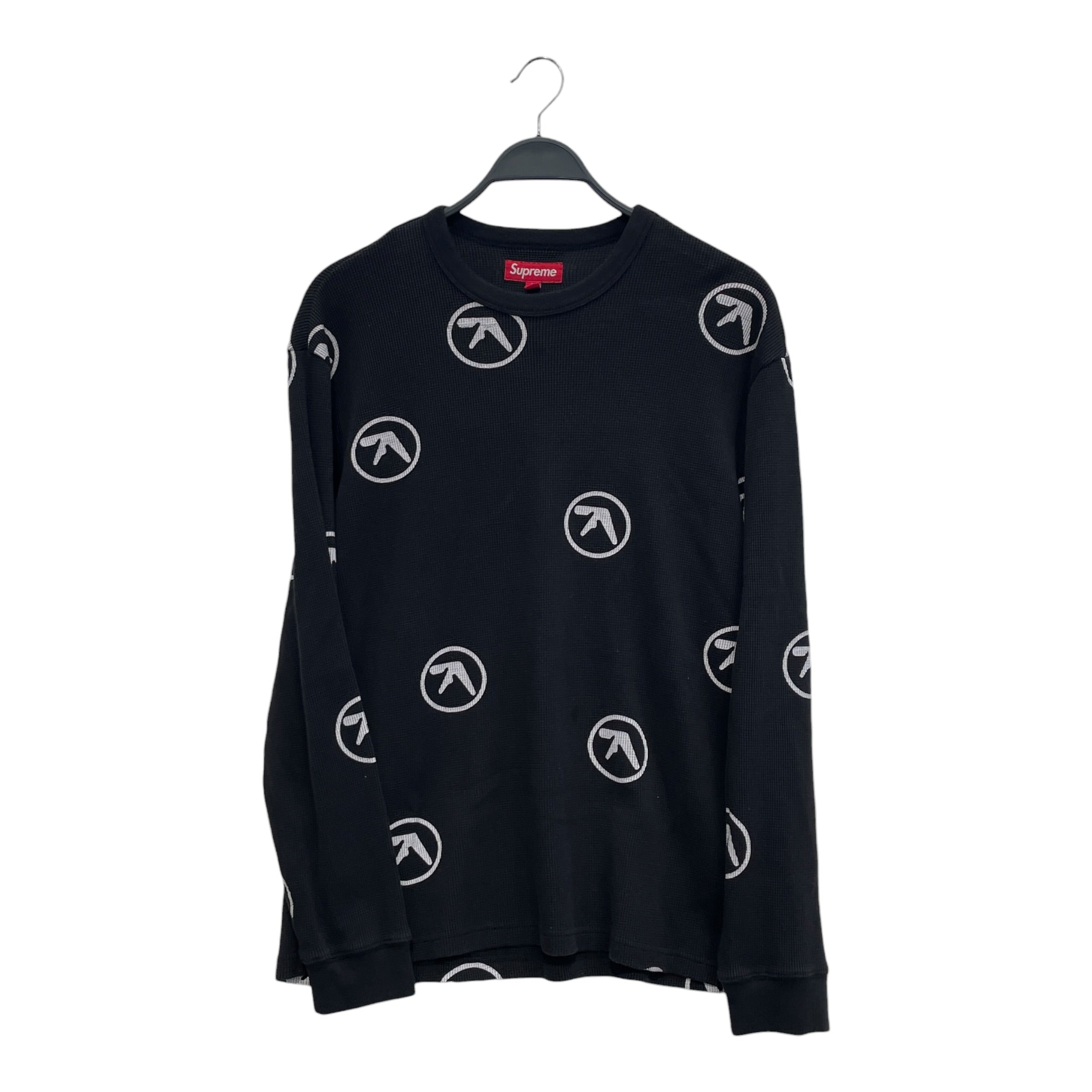 Supreme/LS T-Shirt/L/Cotton/BLK/All Over Print/APHEX TWIN LOGO WHT view 1