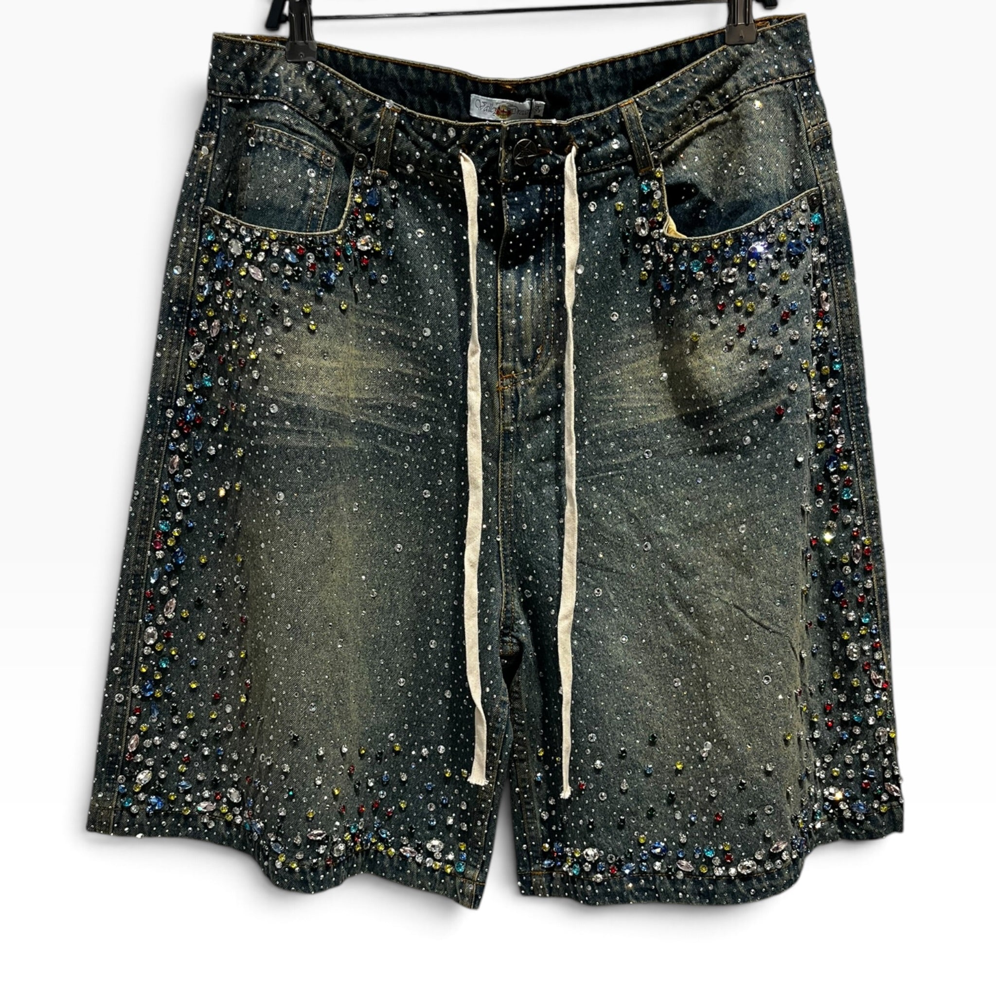 Vale/Shorts/34/Cotton/BLU/Glitter/RHINESTONES ALL OVER view 1