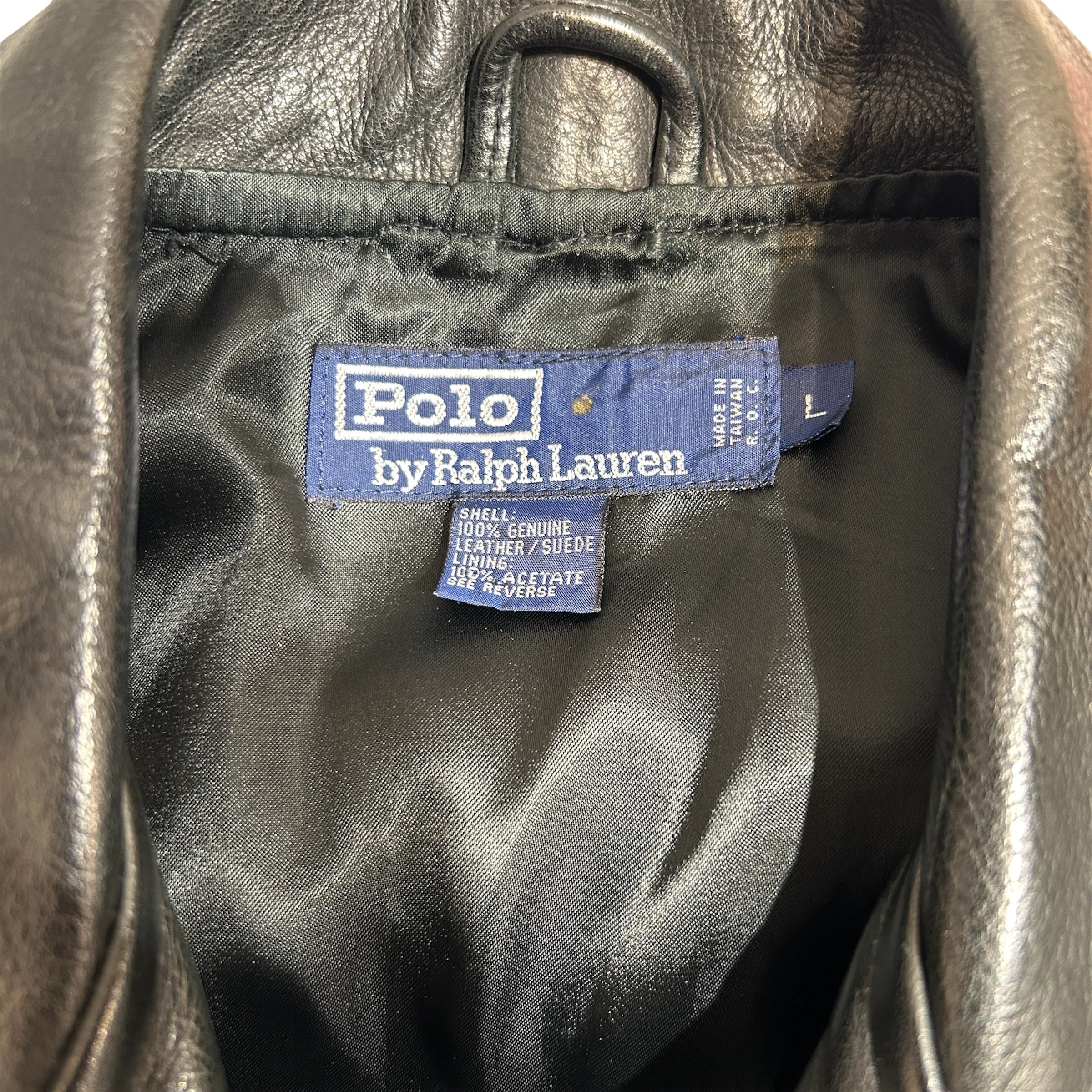 POLO RALPH LAUREN/Leather Jkt/L/Leather/BLK/vintage motorcycle view 3