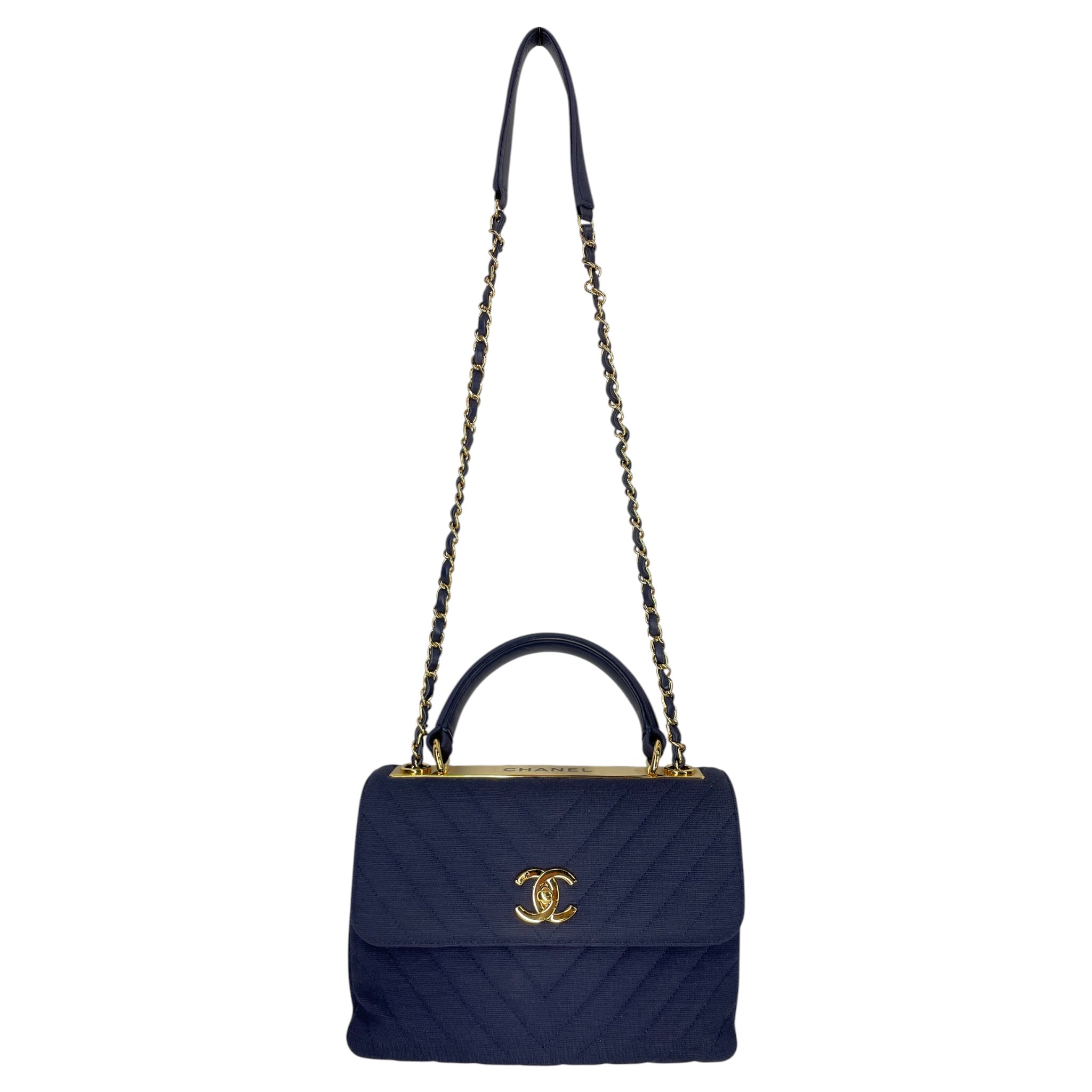 CHANEL/Cross Body Bag/Cotton/NVY/JERSEY MEDIUM TRENDY CC HANDLE view 1