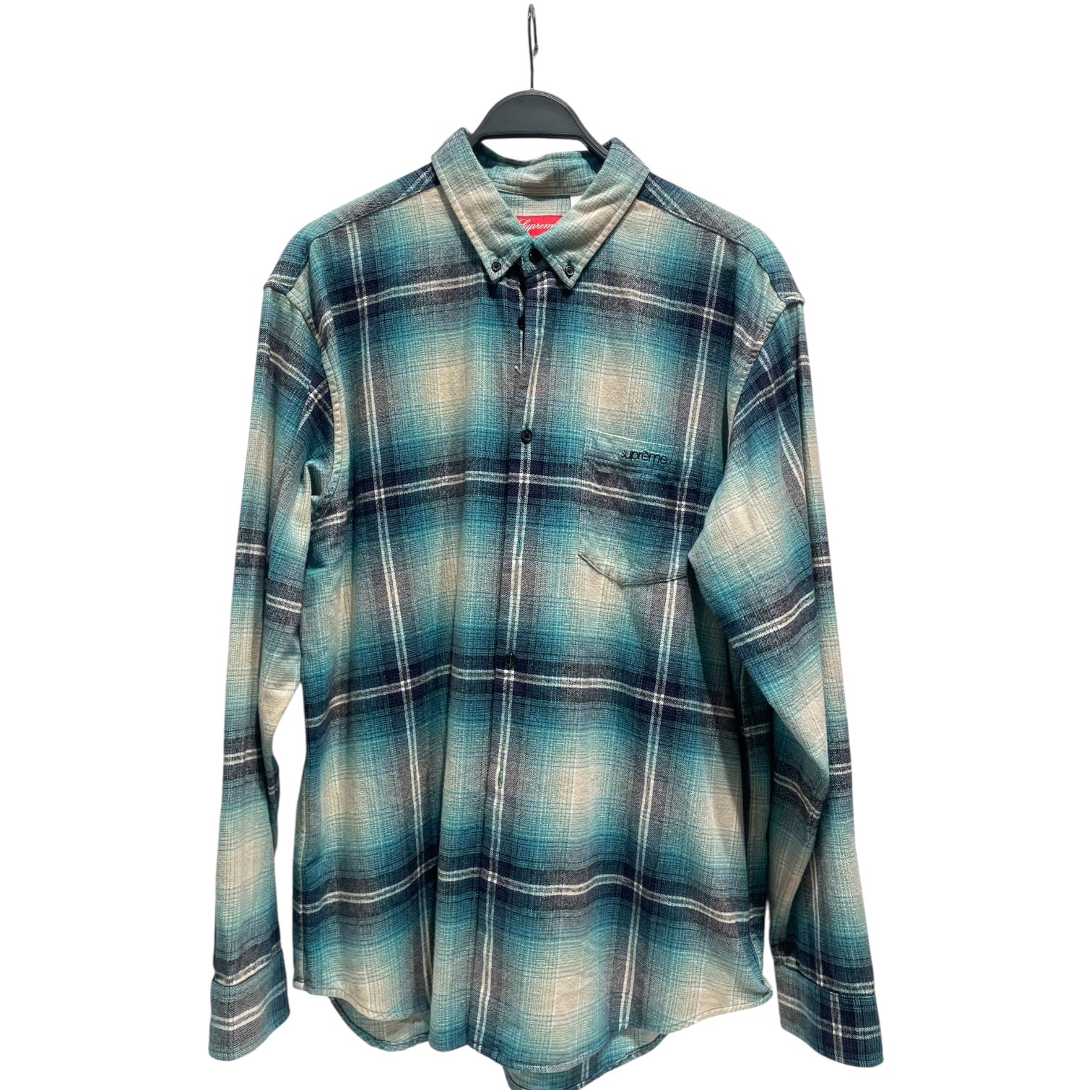 Supreme/Flannel Shirt/L/Cotton/BLU/Plaid/POCKET LOGO view 1