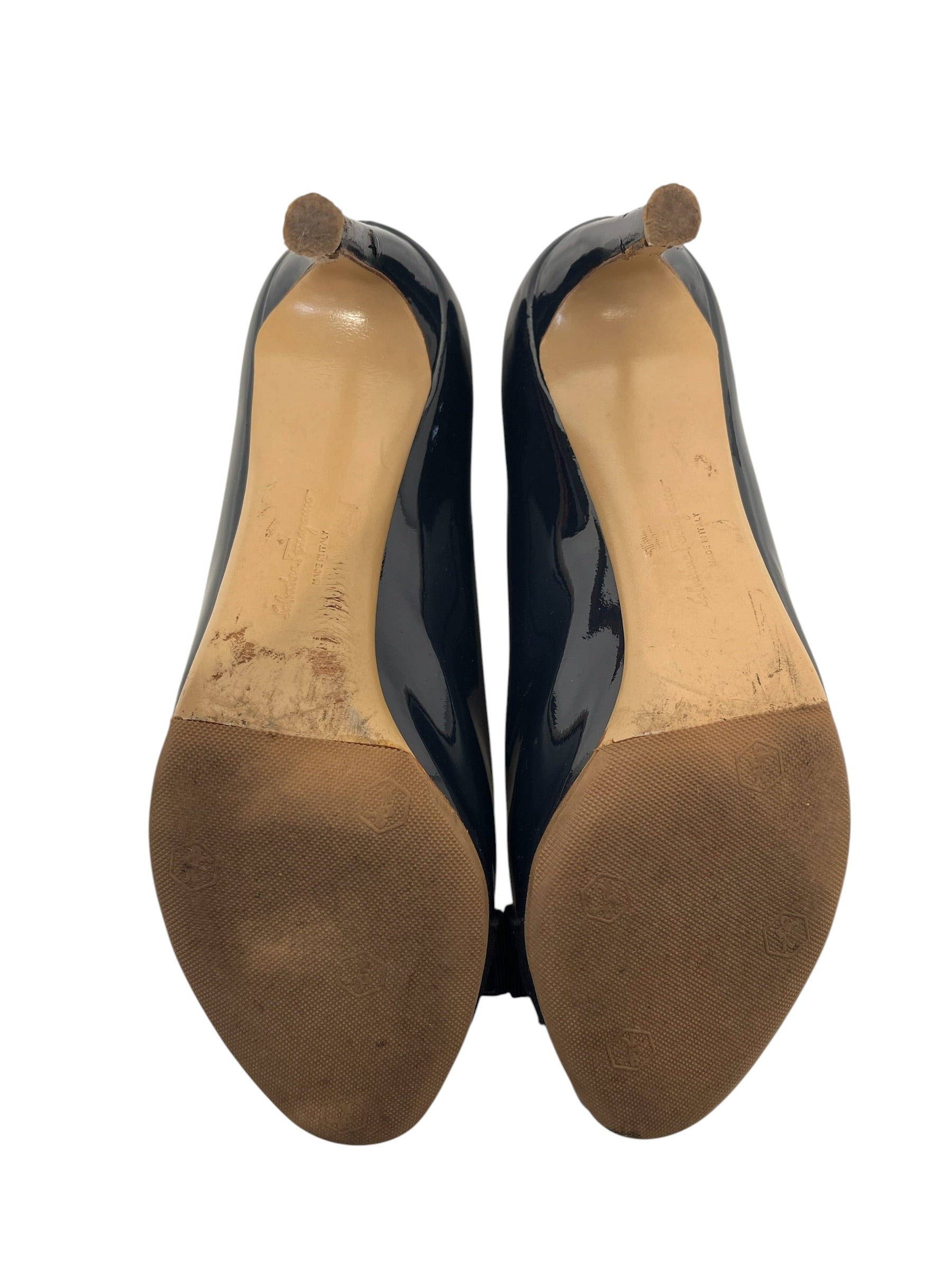 Salvatore Ferragamo/Heels/US 6.5/Leather/NVY/Patent leather bow view 6