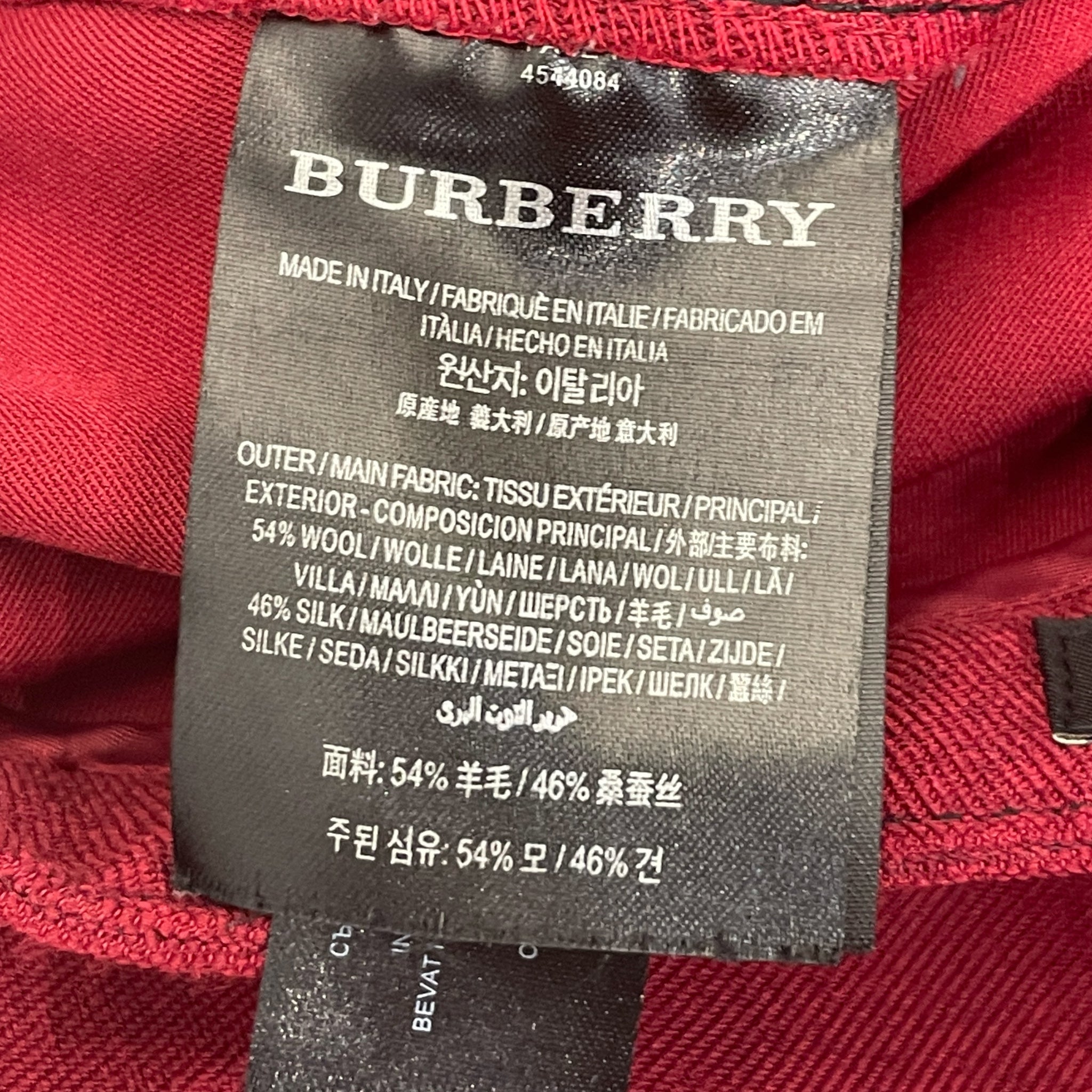 BURBERRY/Straight Pants/8/Wool/RED/ view 4