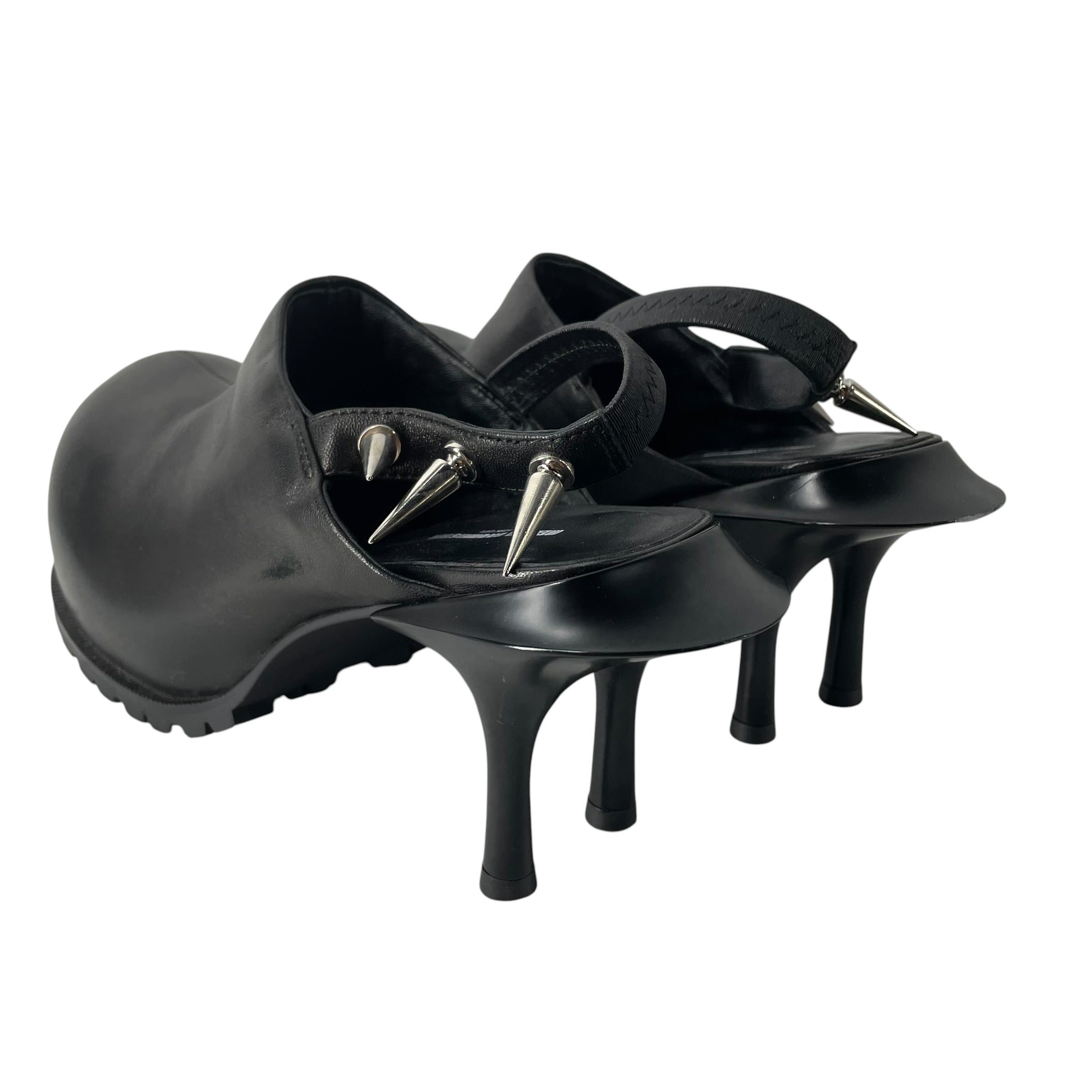 MELITA BAUMEISTER /Heels/EU 37/Leather/BLK/Ankle Strap/SPIKED HEELED MULES view 2