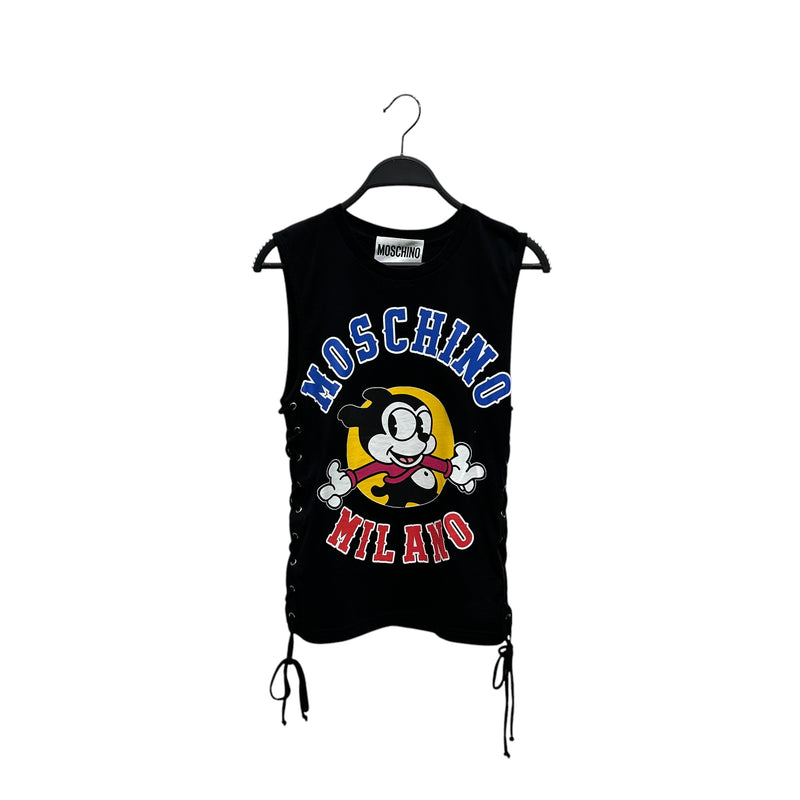 MOSCHINO/Camisole/34/Graphic/Cotton/BLK/CHARACTER LOGO TIE UP SIDES