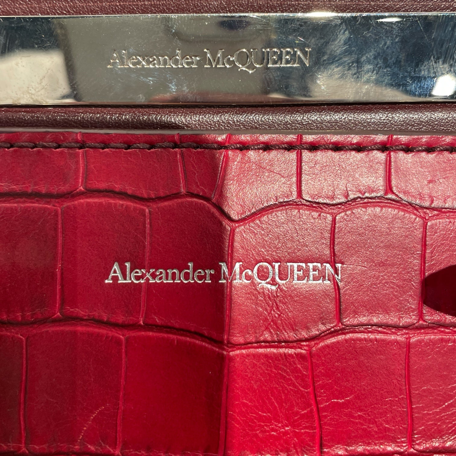 Alexander McQueen/Hand Bag/Animal Pattern/Leather/RED/CROC EMBOSSED TOTE BAG view 5