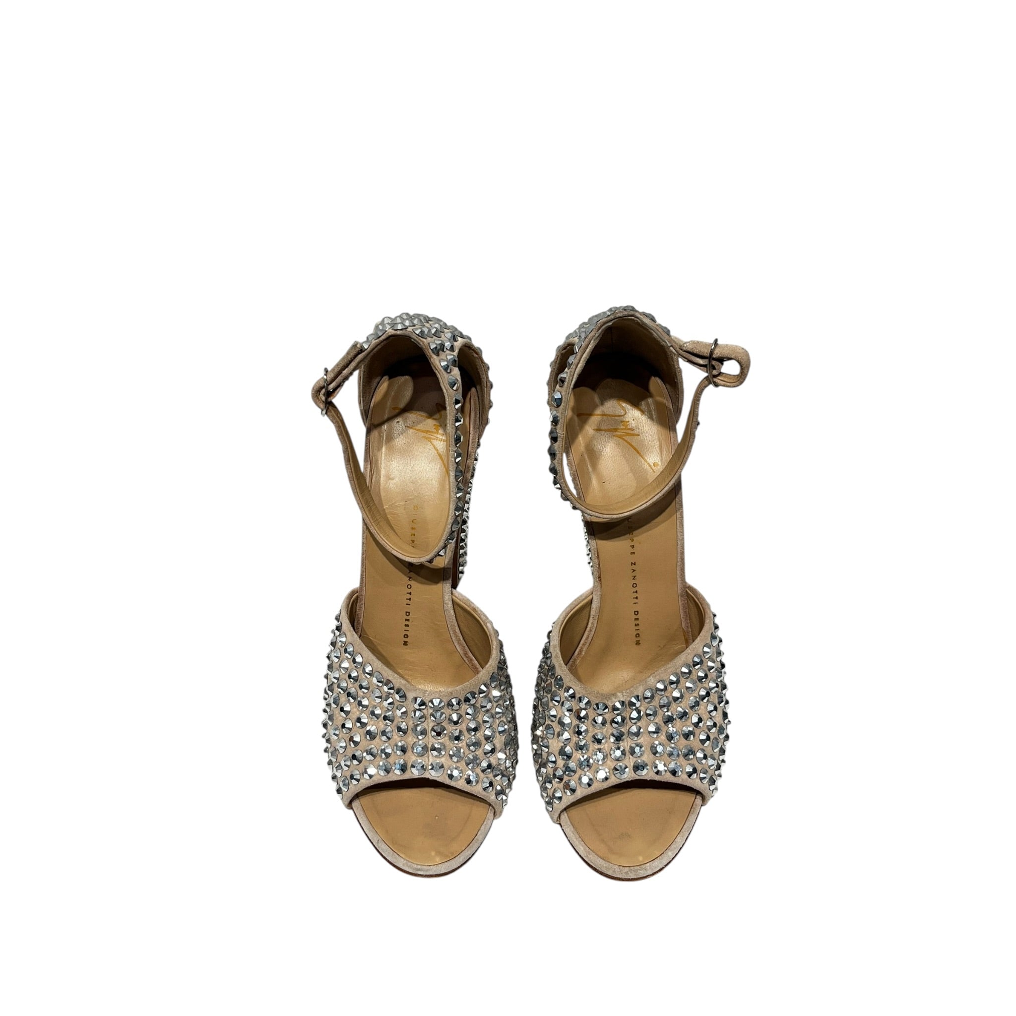 GIUSEPPE ZANOTTI DESIGN/Heels/EU 38/Iridescent/Suede/BEG/embellished view 3