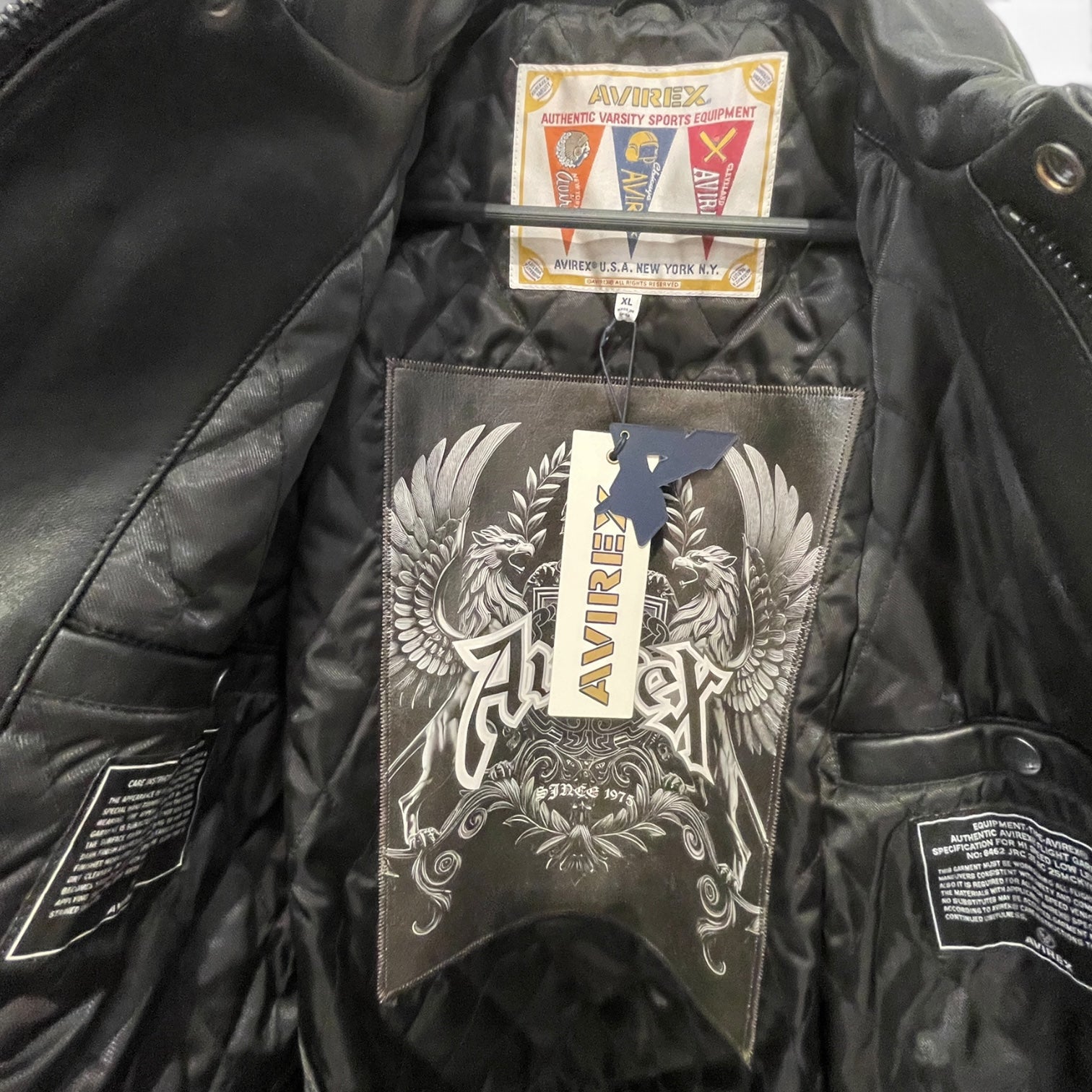 AVIREX/Leather Jkt/XL/Leather/BLK/WHT Sleeves & Bck Graphics view 3