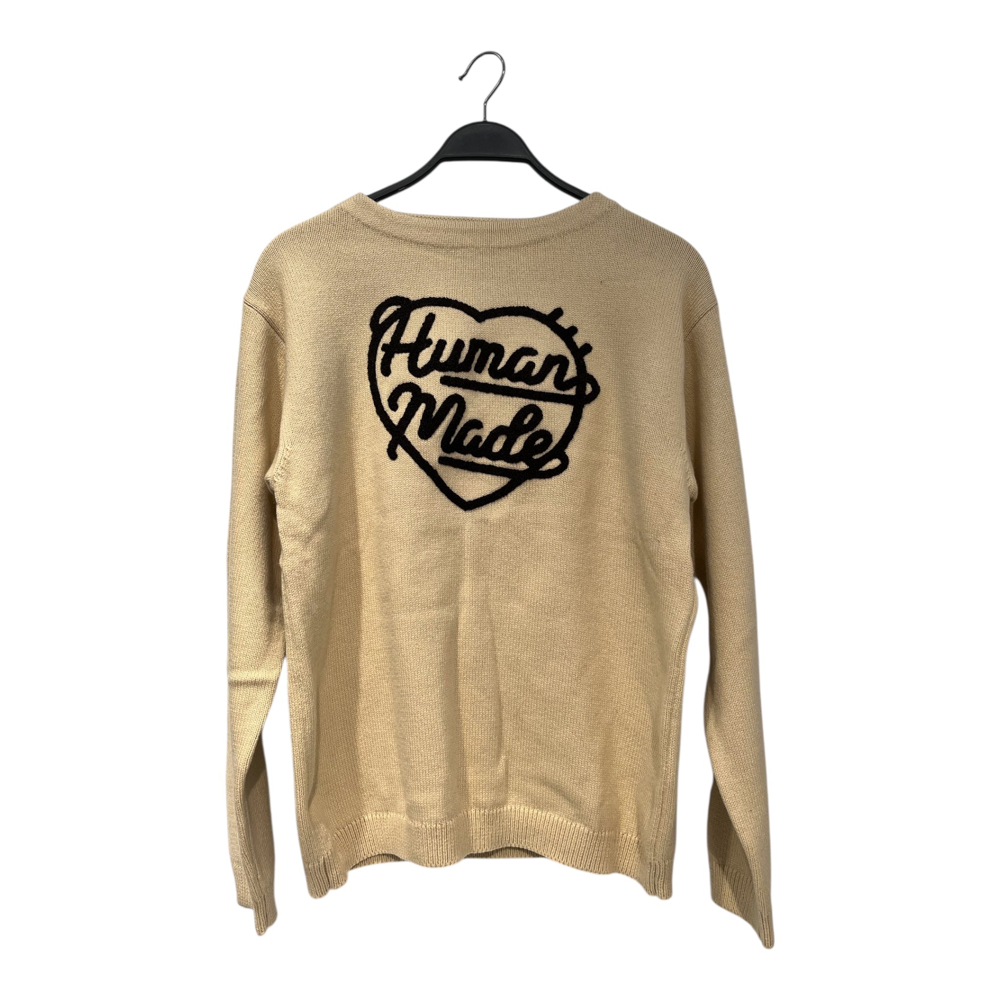 HUMAN MADE/Sweater/S/Cotton/BEG/HM28CS018 BRWN HEART ON FRONT view 1