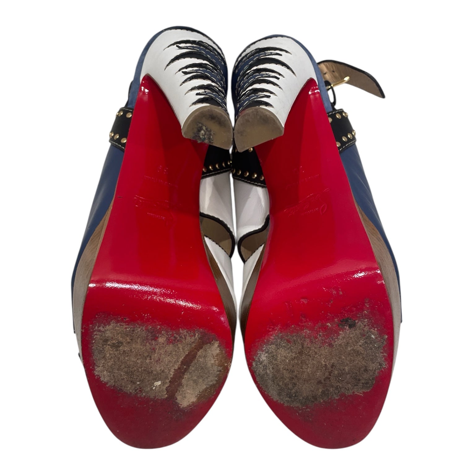 Christian Louboutin/Heels/EU 39/All Over Print/Leather/MLT/COLORBLOCK/T-STRAP PUMP view 6