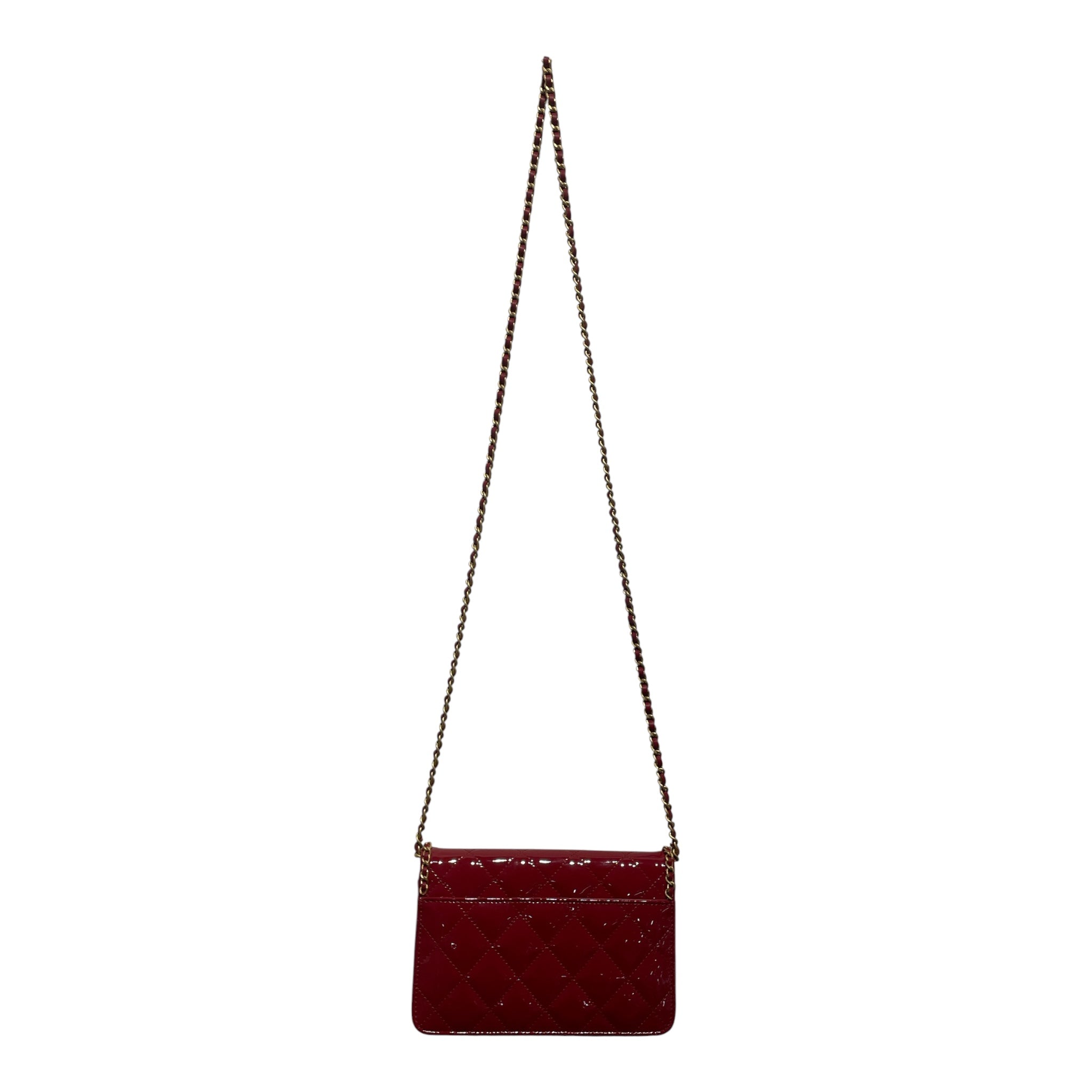CHANEL/Cross Body Bag/Leather/RED/HEART CHAIN/GLD/PATENT view 2