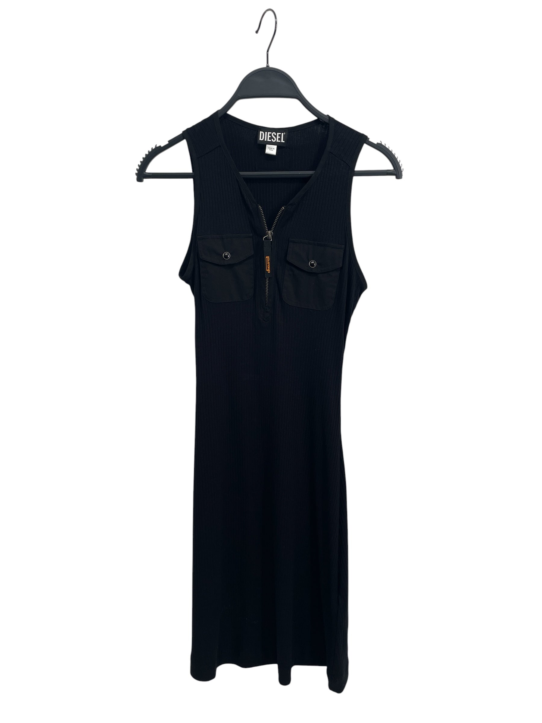 DIESEL/Tank Dress/XS/Cotton/BLK/Midi Length/RIBBED QUARTER ZIP view 1