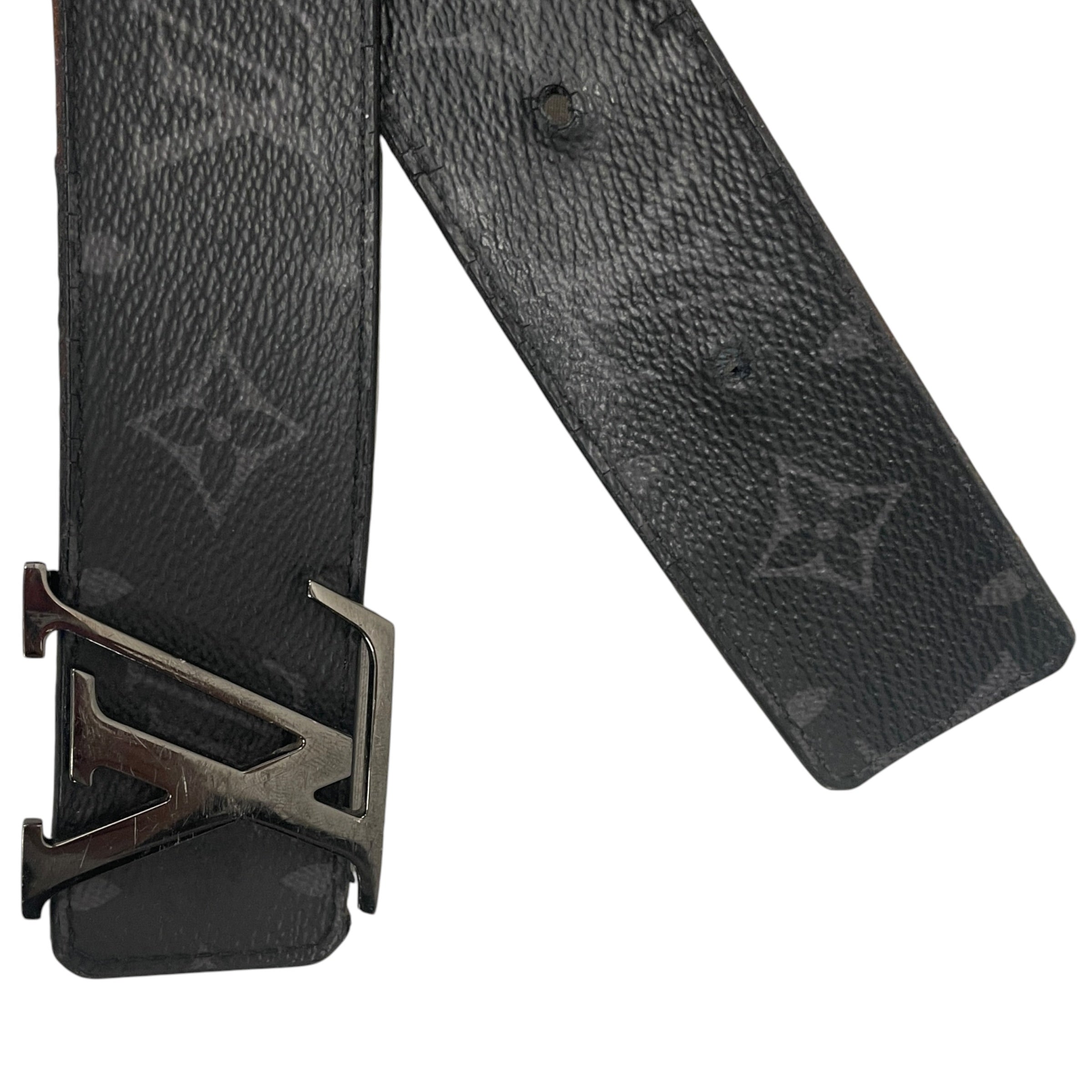 LOUIS VUITTON/Belt/Monogram/Leather/BLK/M's/BLACK LV BUCKLE/DAMAGED view 2