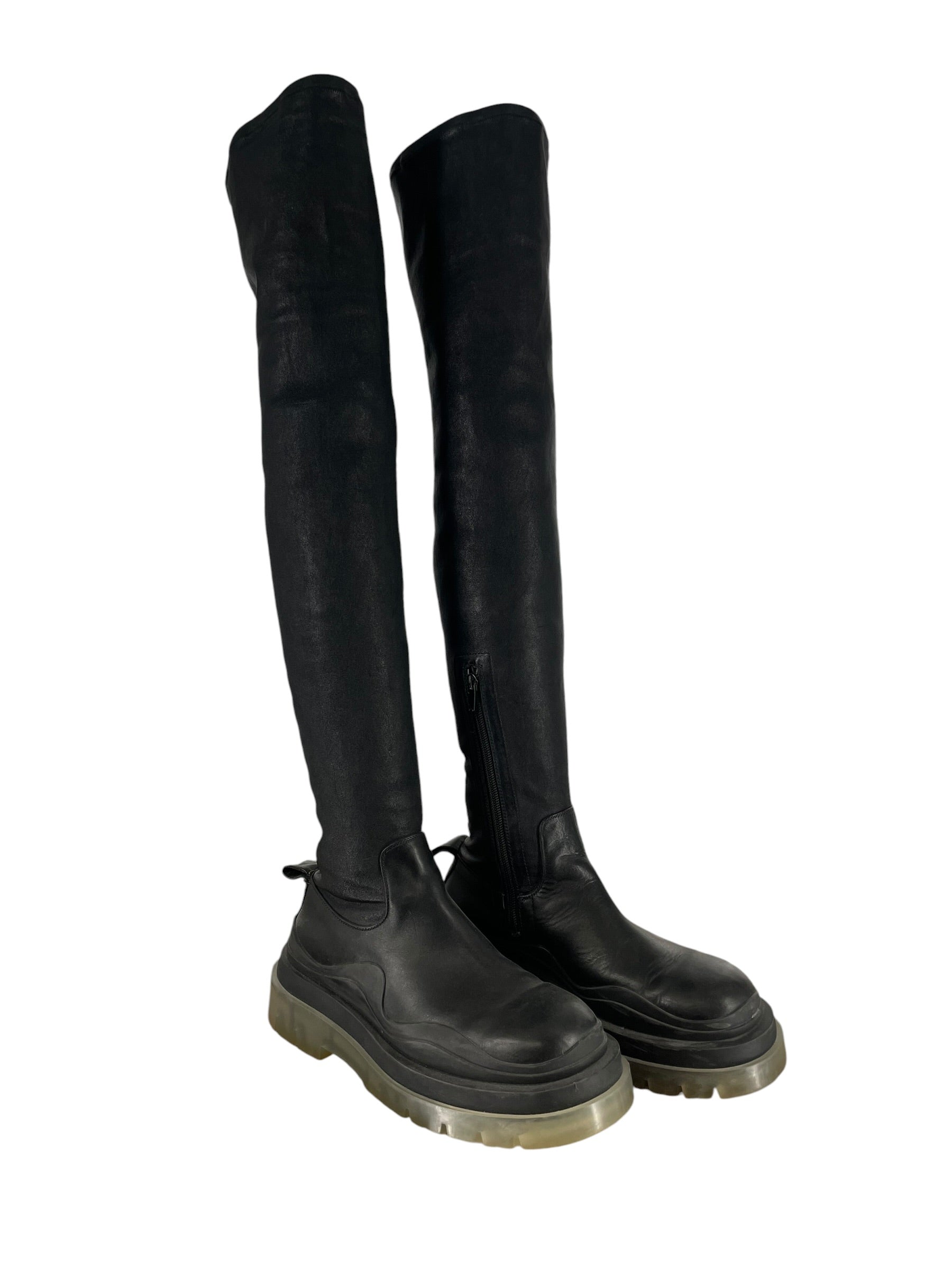 BOTTEGA VENETA/Long Boots/EU 38/Leather/BLK/KNEE HIGH BOOT view 1
