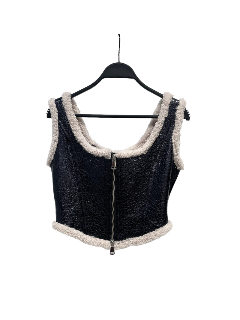 Jean Paul Gaultier/Blouse/34/Leather/BLK/LEATHER SHERLING CORSET