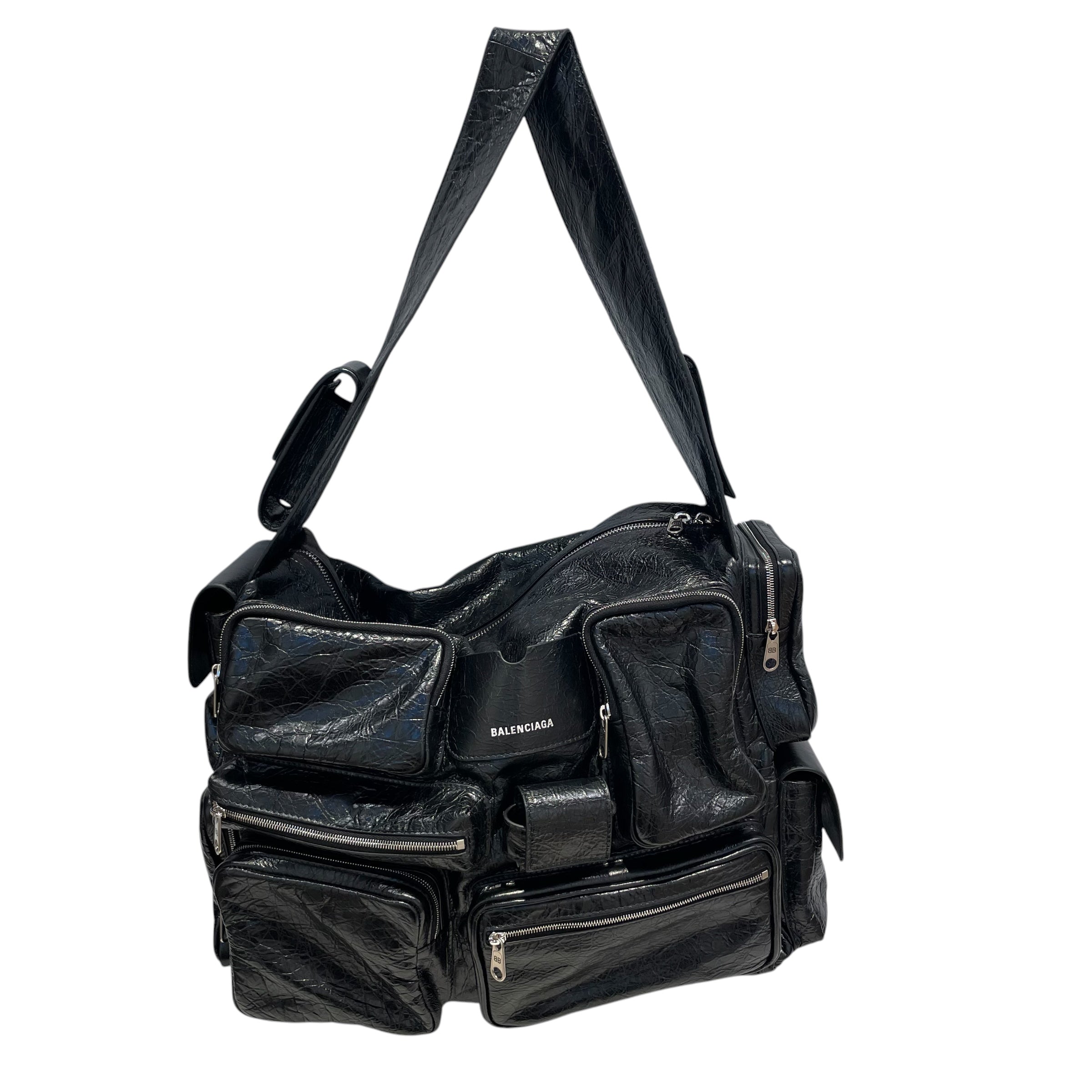 BALENCIAGA/Hand Bag/Leather/BLK/shoulder bag/sil/ multi pocket view 1