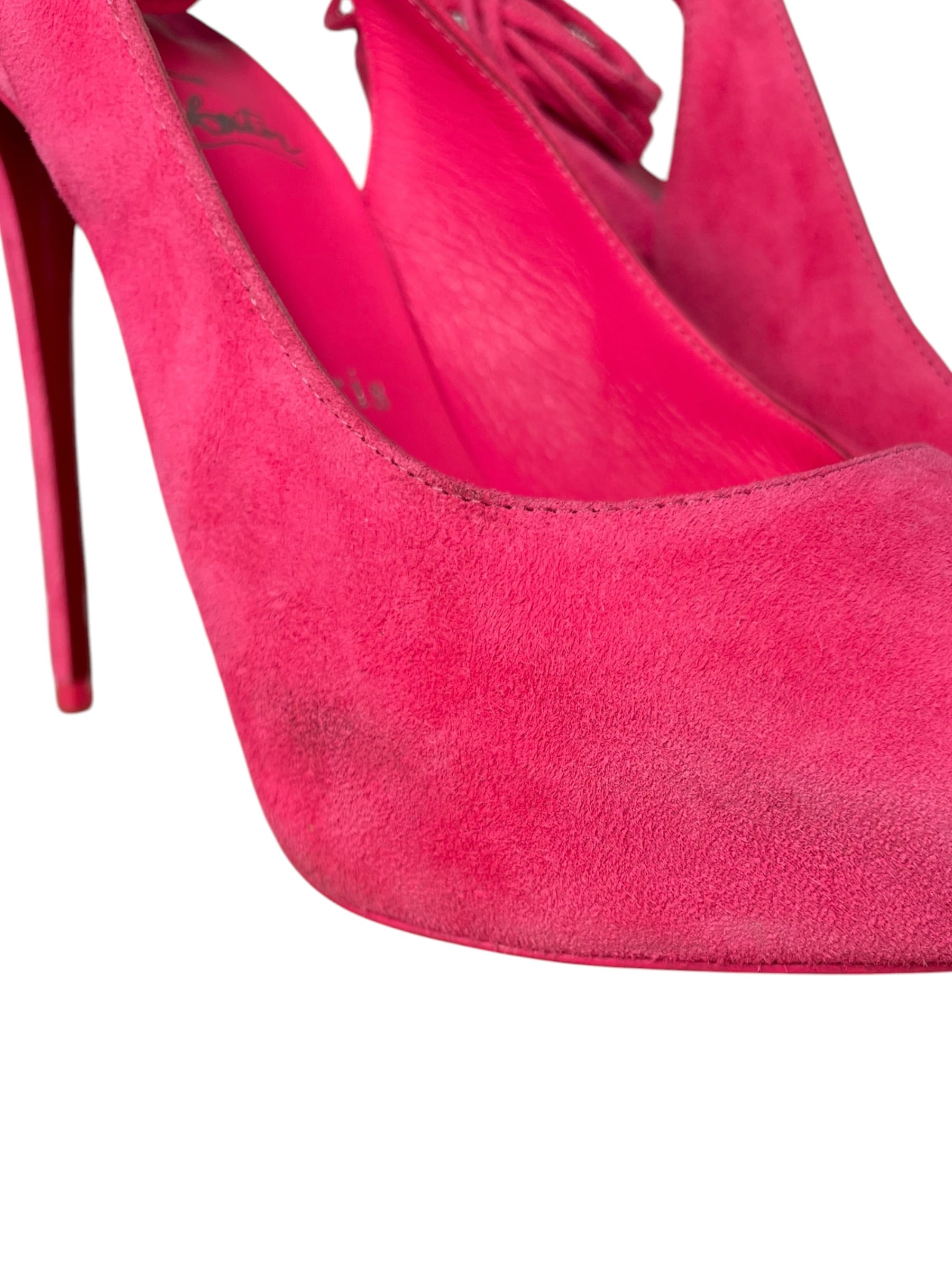 Christian Louboutin/Heels/EU 38/Suede/PNK/LACE-UP NVP PEEP-TOE view 5