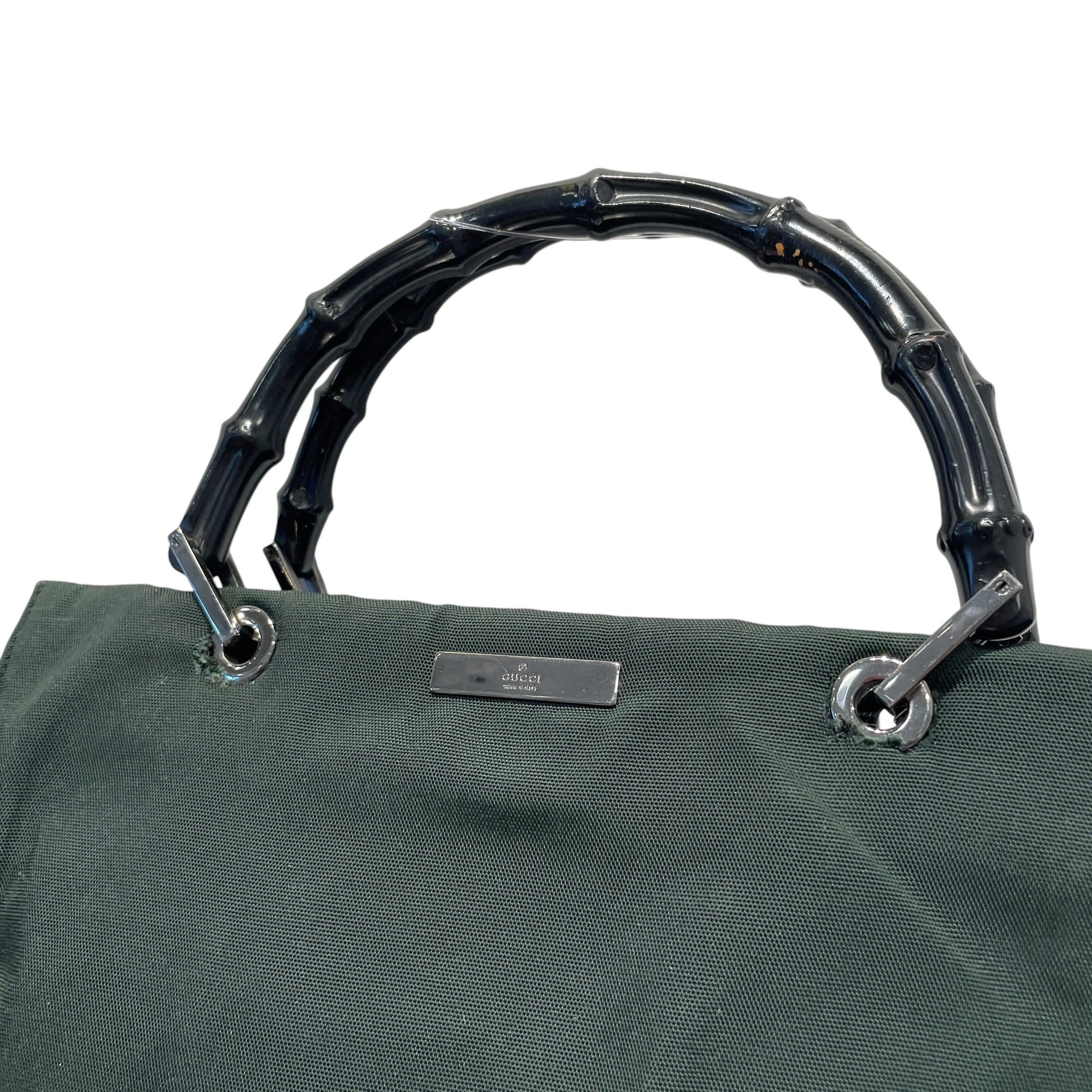 GUCCI/Bag/Nylon/GRN/Bambo Handle Green Tote view 3