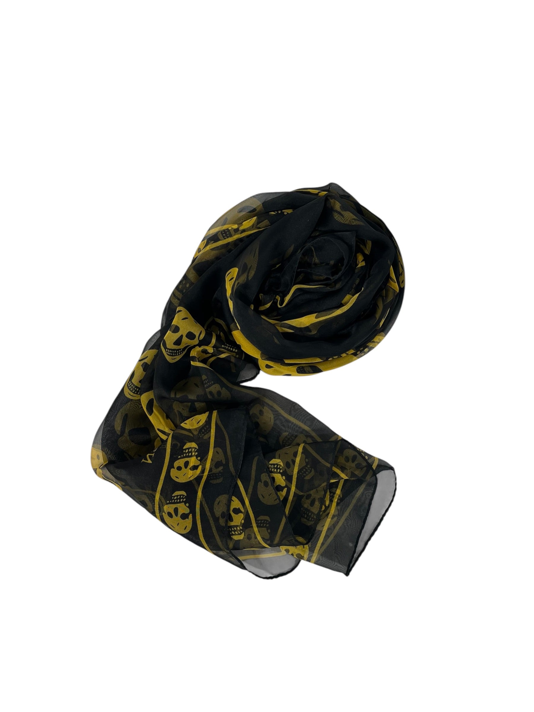Alexander McQueen/Scarf/All Over Print/Silk/YEL/L's/SKULLS view 1