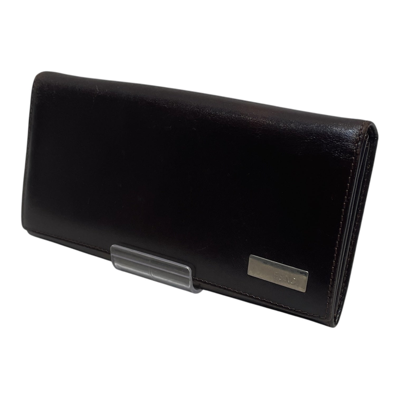 FENDI/Long Wallet/Leather/BRW/L's/coninental, w/ silver logo view 1