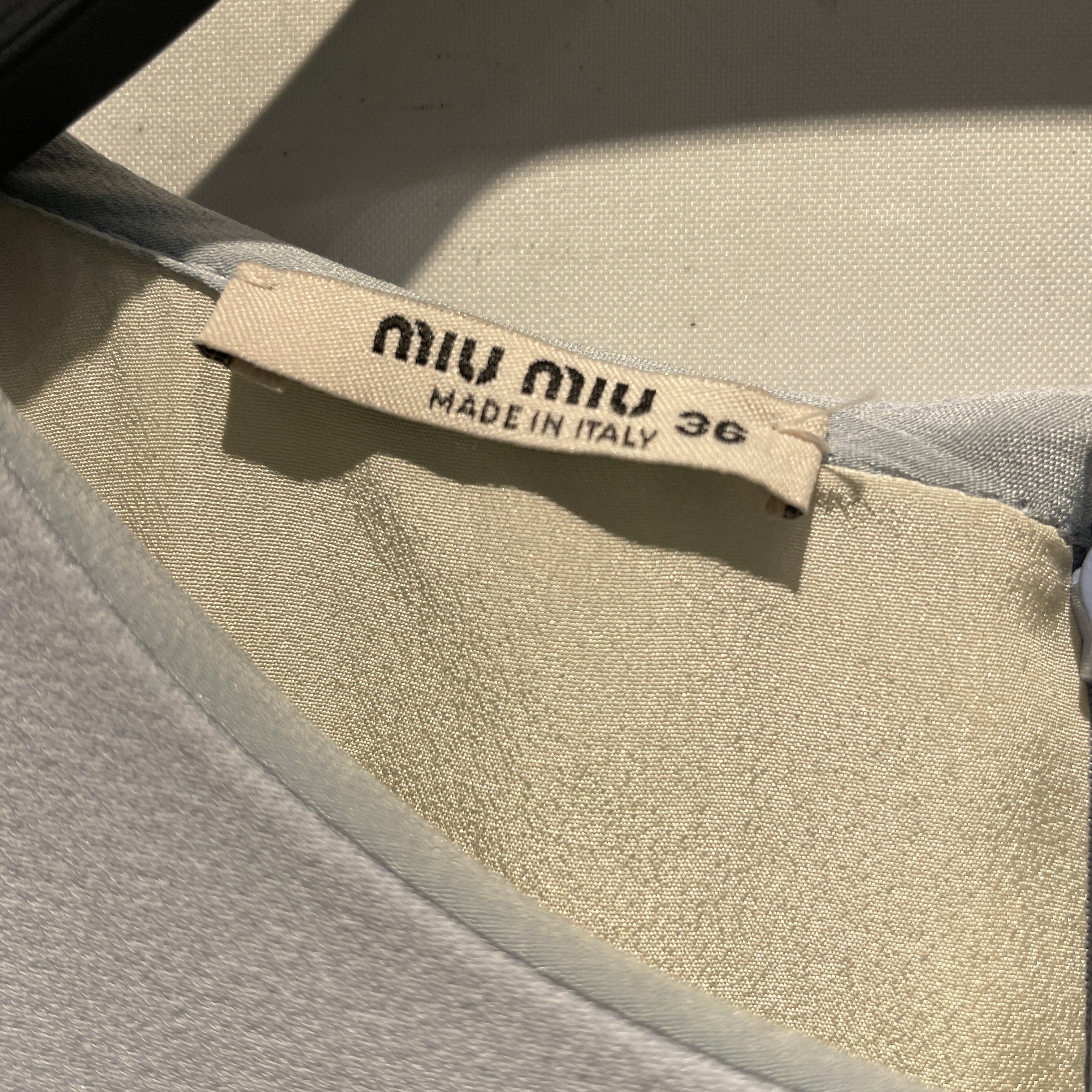 MIU MIU/SS Dress/36/Polyester/BLU/cutout crew neck view 3